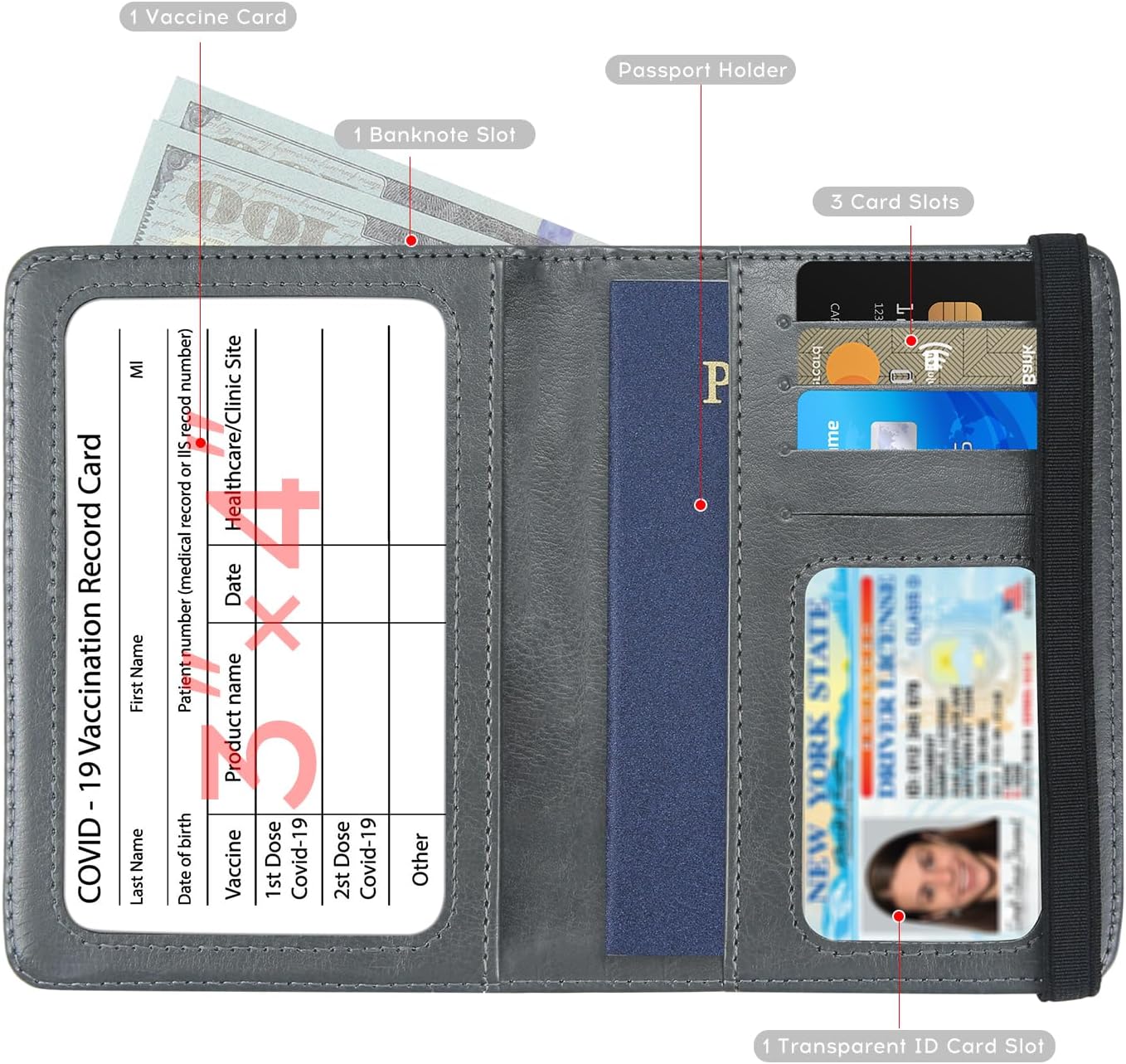 ILIYAH-Passport Cover-Passport Holder for Travel Women/Men Passport Wallet Case Travel Accessories Card Holder Wallet Unisex Travel Gifts(Deep Grey)