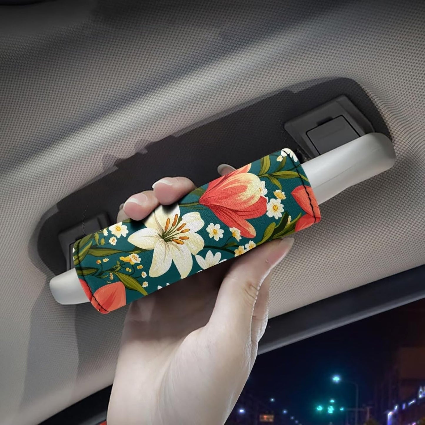 Floral Luggage Handle Wraps Set,Women Girls Cute Suitcase Protective Handle Cover Set 2 Pcs Floral Travel Accessories
