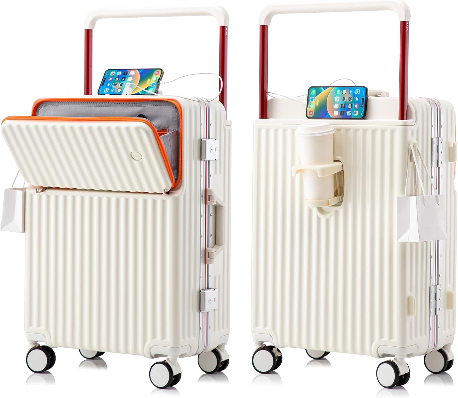 20 Inch Carry On Luggage with Spinner Wheels,Aluminum Frame PC Hard Shell Suitcase with USB