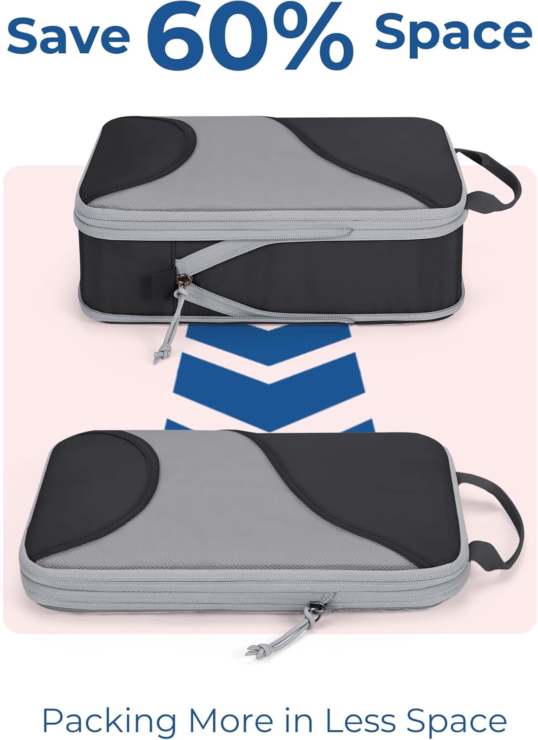 BAGSMART Compression Packing Cubes - 6 Set Travel Packing Cubes for Suitcases, Compression Suitcase