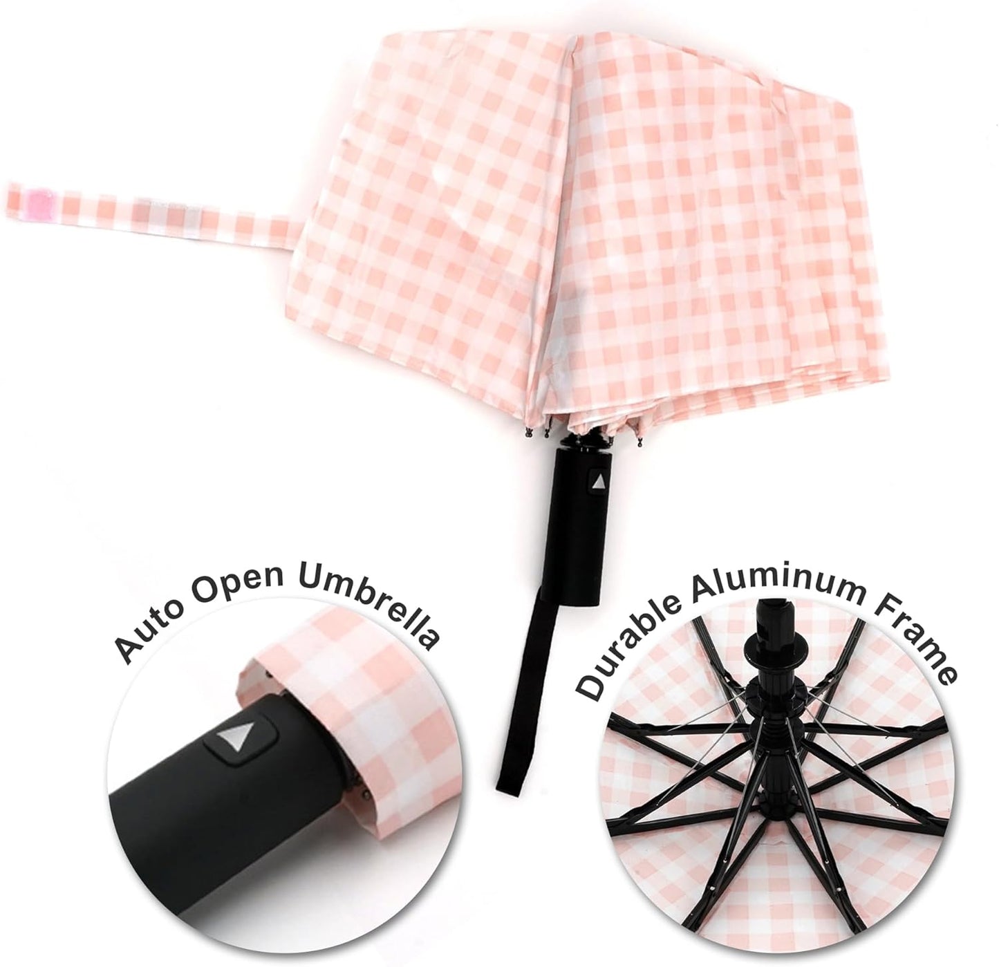 Nollia Windproof Automatic Travel Umbrella, Compact Portable with Reinforced Ribs for Sun & Rain