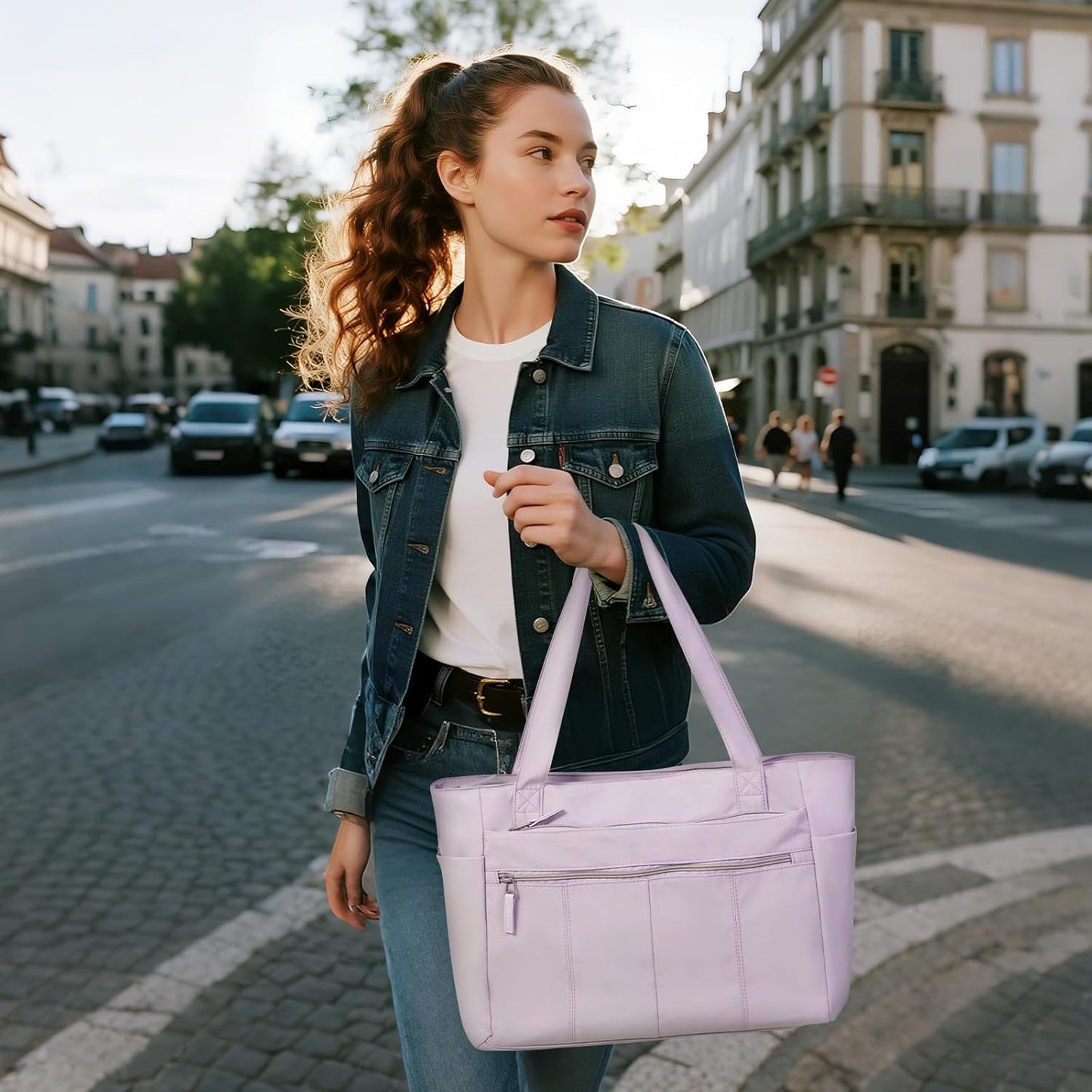 Tote Bag for Women Shoulder Bag Work Bags with Zipper Lightweight Handbags for Travel,Work,School