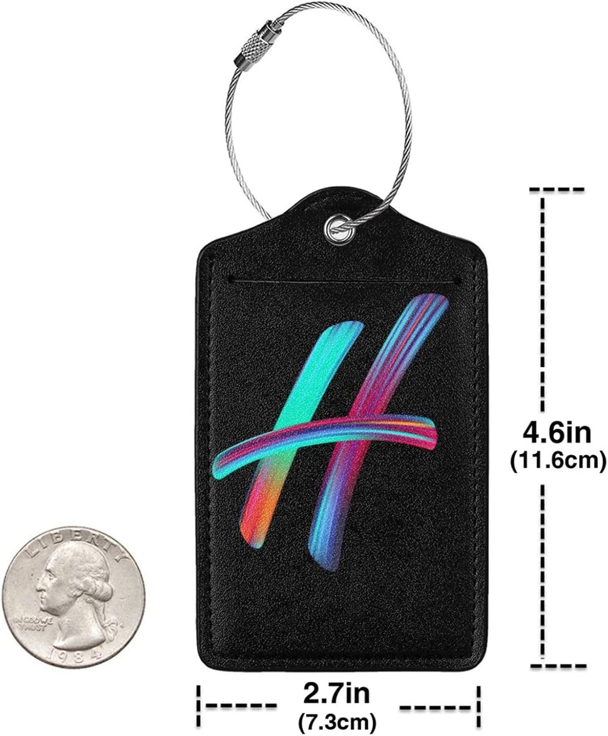 2 Pack Initial Luggage Tags for Suitcase, Colorful Letter Design Cruise Name Bag Tags, Novelty Baggage Identifiers with Full Privacy Cover, Leather ID Label for Women Men Kids Travel, Rainbow Letter H
