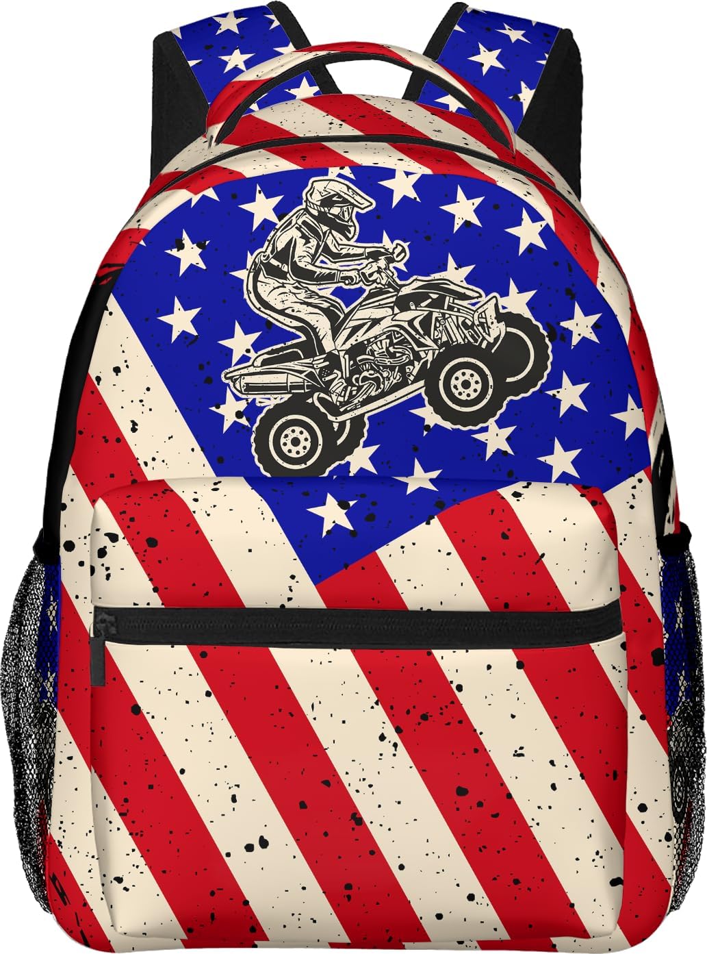 Motorcycle Us Flag Kids Backpack For Boys Girls Elementary American Patriotic Flags Schoolbag Kindergarten Bookbags Preschool School Bag Toddler Book Bags Travel Bag Hiking Camping Rucksack Daypack