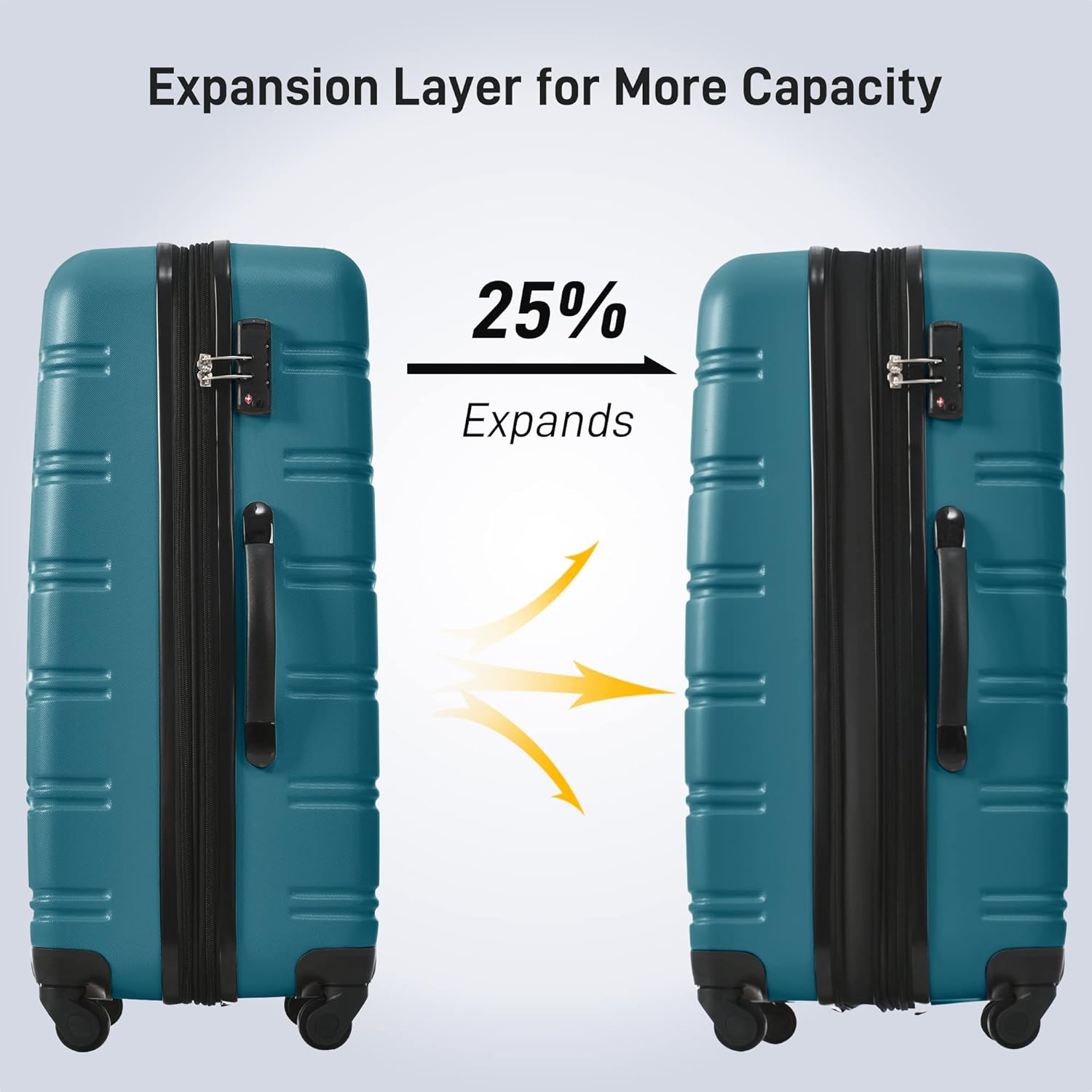 Merax Luggage sets of 13 Piece 16 20 20 28 IN Carry on Luggage Hard Case Green Luggage Expandable
