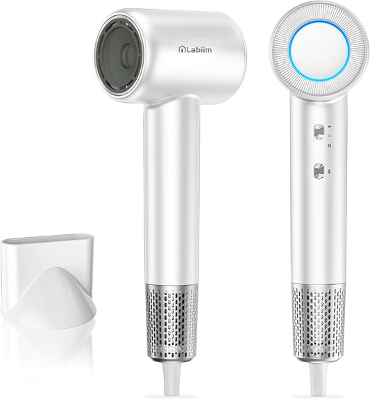 Hair Dryer, High-Speed Ionic Low Noise Blow Dryer with Brushless Motor for Fast Drying, Thermo-Control Quiet Compact Hair Blow Dryer, Hairdryer with 1 Nozzle Attachments for Home Salon Travel