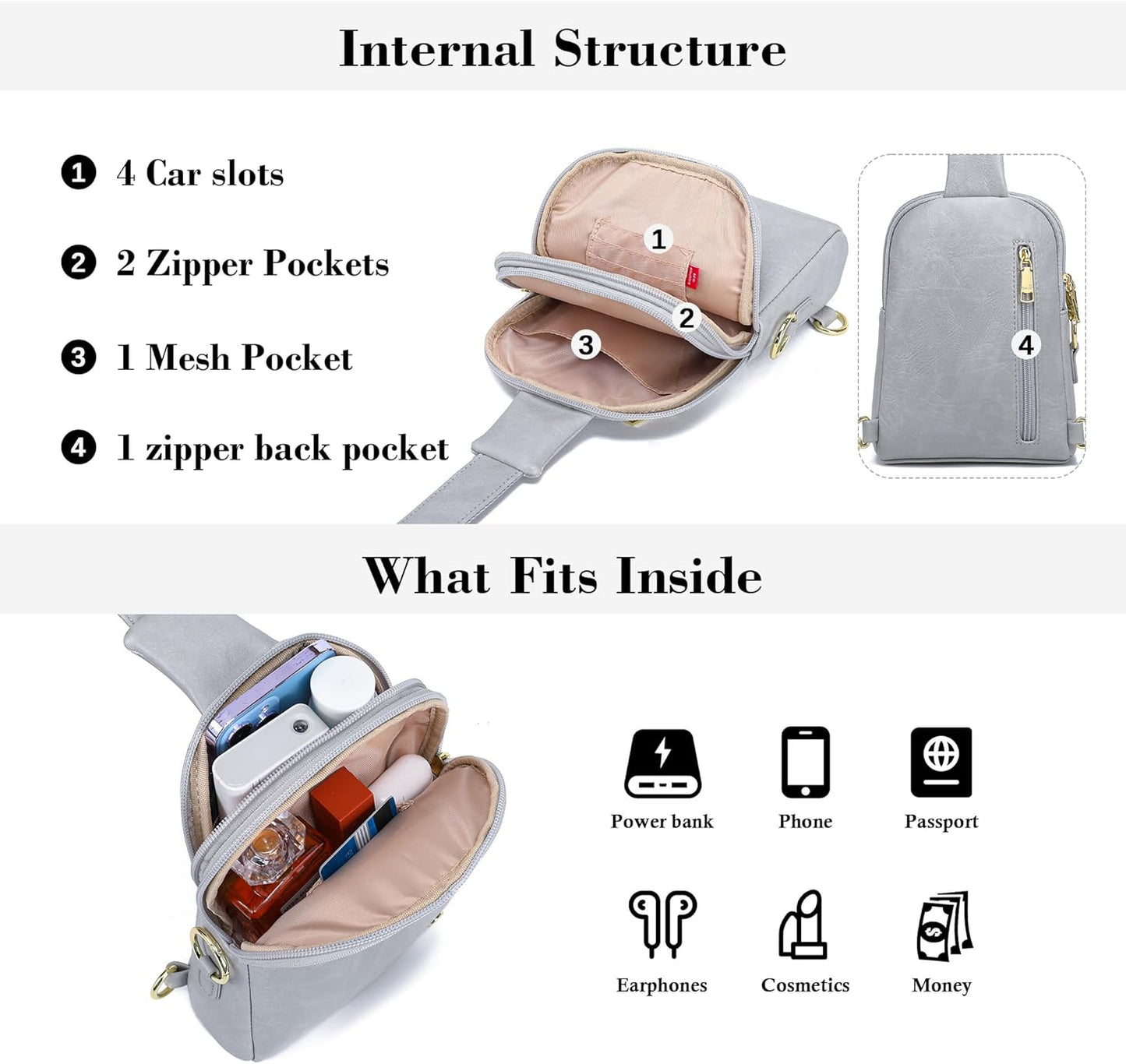 INICAT Travel Small Sling Bag Faux Leather Crossbody Bags Women Cross Body Bag Purses for Woman
