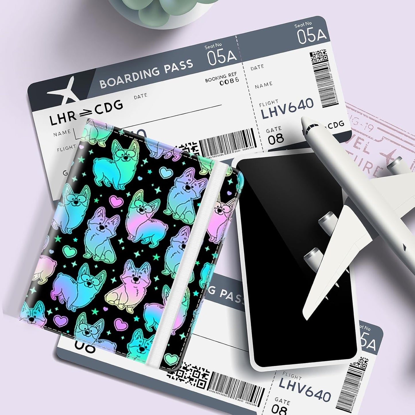 Passport Holder for Travel, Cute Passport Cover for Women Men, Waterproof PU Leather Rfid Blocking Passport Wallet with Credit Card Case for Travel Family, Boys Girls Travel Essentials