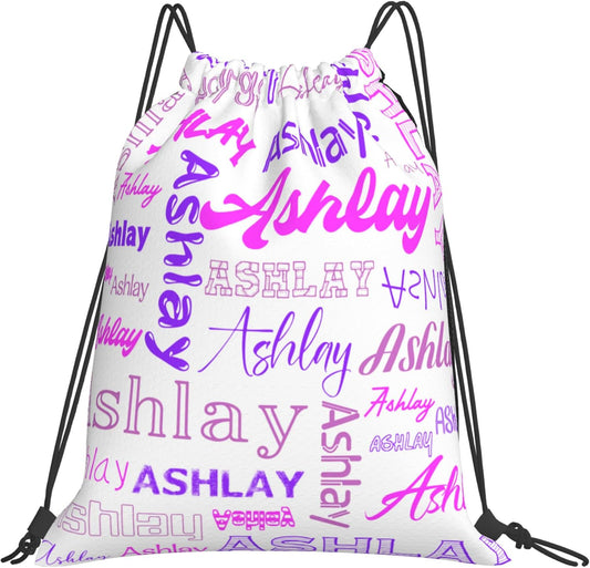 Personalized Drawstring Bag with Your Name Drawstring Backpack for Men Women Small Gym Beach Shopping Sport Yoga Bag (Custom Name-18)