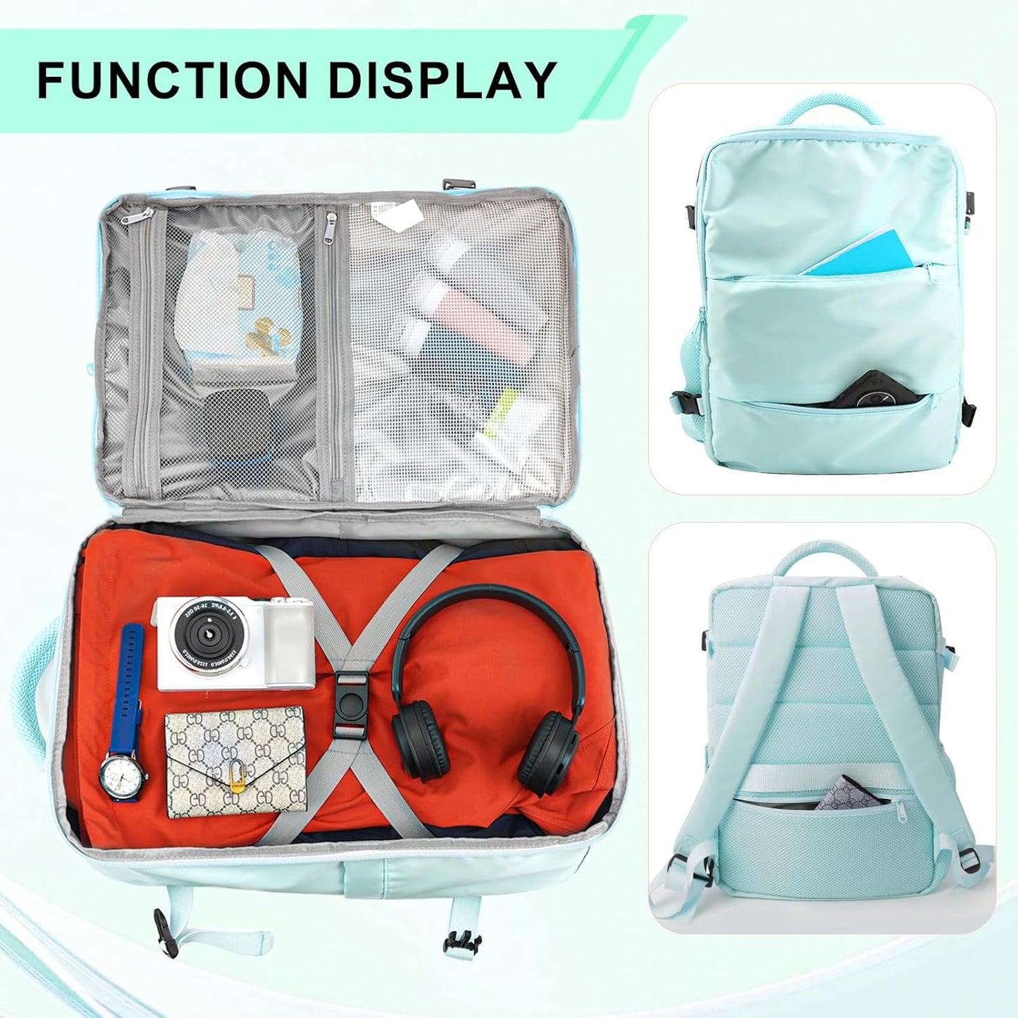 Travel Backpack for Women & Men, Waterproof Carry On Backpack Airline Approved Laptop Backpack Fits