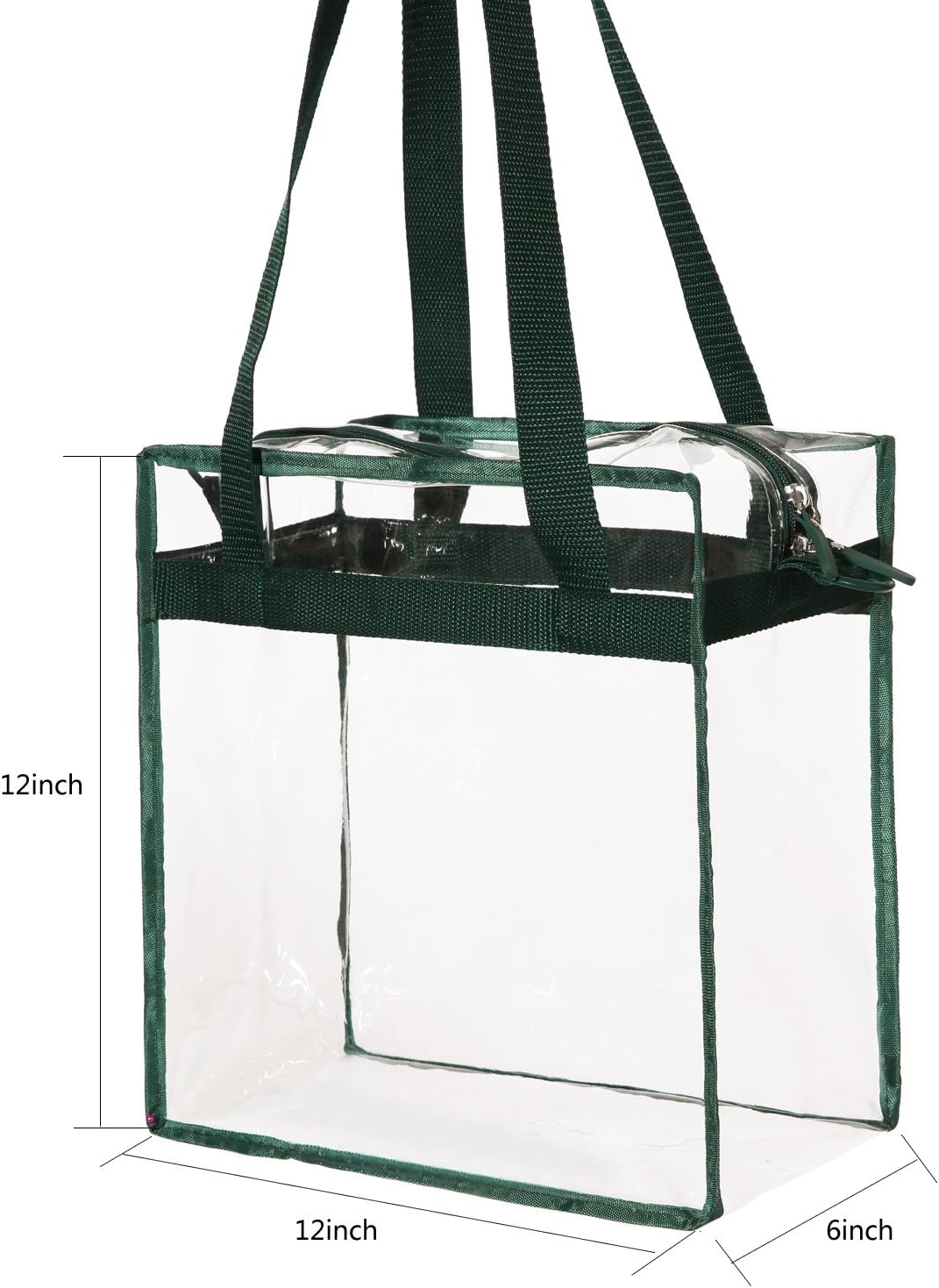 BAGAIL Clear Bags 12x6x12 Stadium Approved Clear Tote Bag with Zipper Closure Crossbody Shoulder Bag with Adjustable Strap