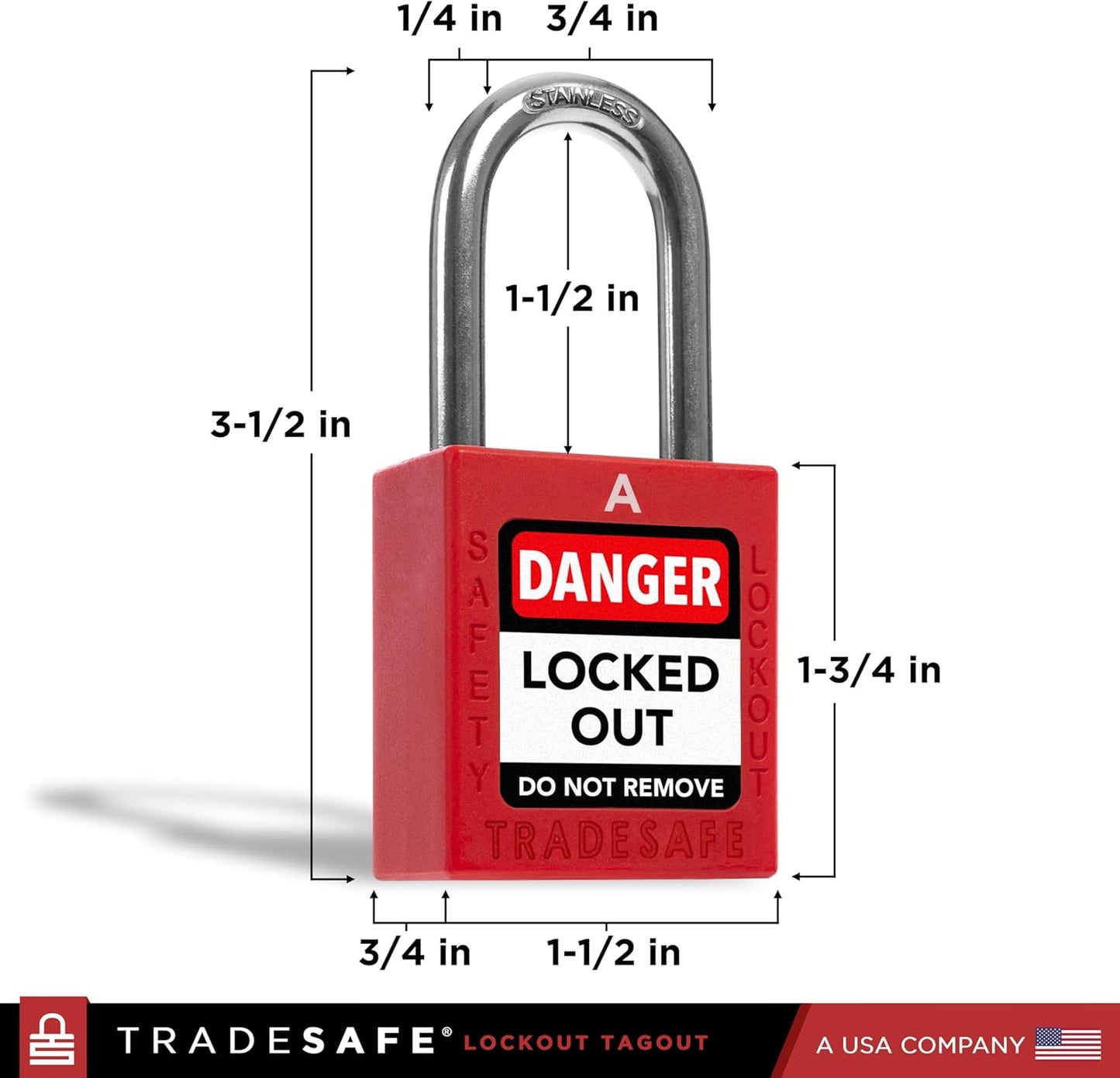 TRADESAFE Lockout Tagout Locks Set, 10 Red Keyed Alike Unlimited Grouping Safety Padlocks, 2 Keys Per Lock, OSHA Compliant Loto Locks for Lock Out Tag Out Kits