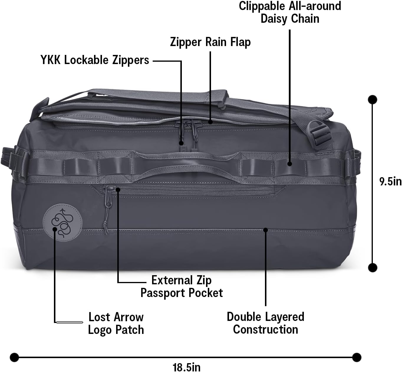 Baboon to the Moon Go-Bag Mini 32L – Detachable Straps, Small Duffle Bag for Travel, Gym Bag for Women, Mens Travel Bag, Duffel Bags for Traveling, Travel Duffel Bags for Women (Grey)