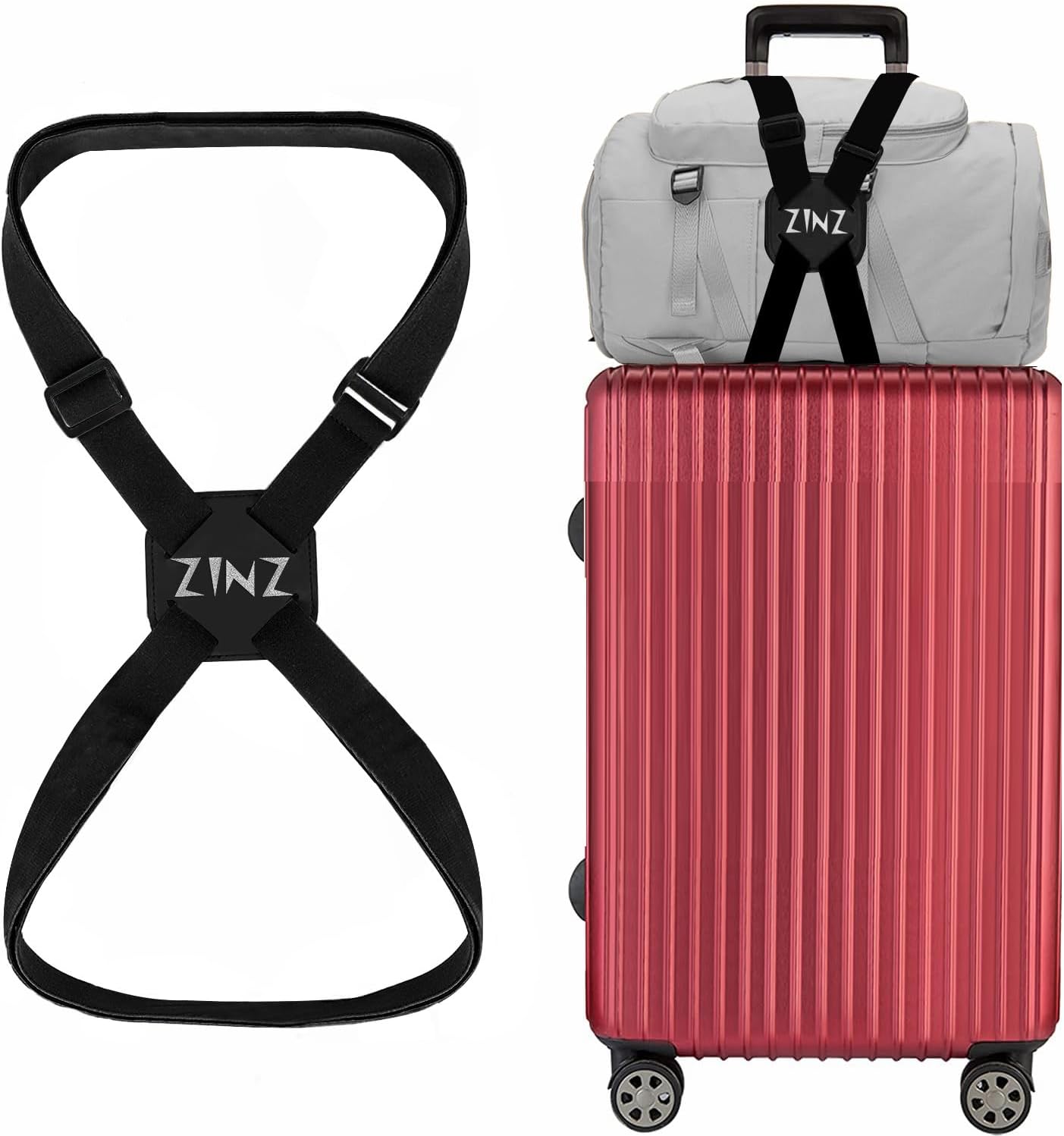 ZINZ Luggage Strap, High Elastic Suitcase Belt Adjustable Bag Bungees for Easier Travel，Black