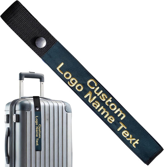 Personalized Luggage Handle Tag Finder | Custom Embroidered Icon Monograms or Short Text ID Tag | Identifier Marker for Suitcase or Bag | Accessories for Travel by ACORD EU (Dark Phthalo Green Tag)