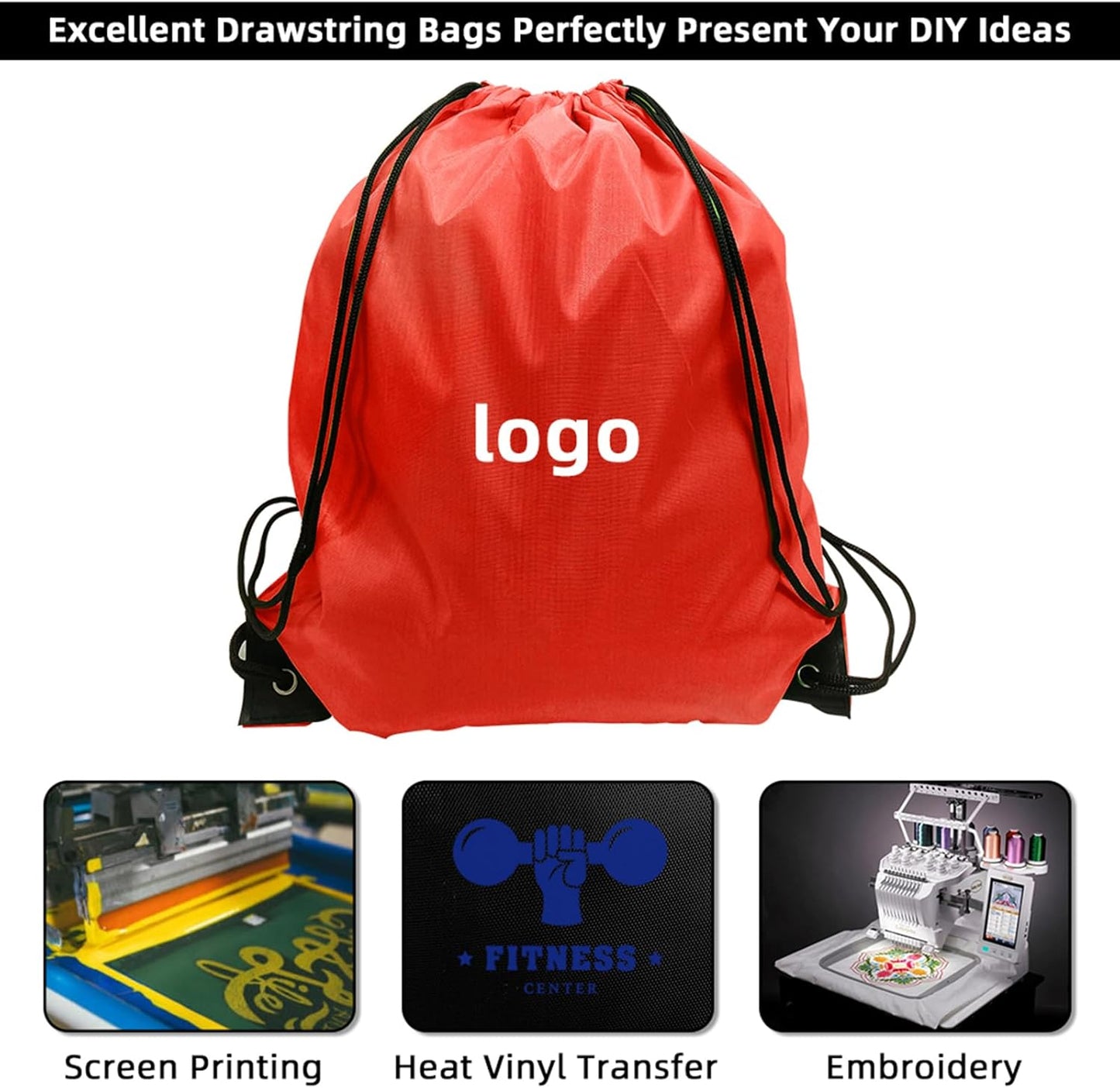 GoodtoU Drawstring Bags, Nylon Backpack Draw String Back Bag Cinch Sack Gym Bag for Sport, Traveling, Team (Red, 80Pcs)
