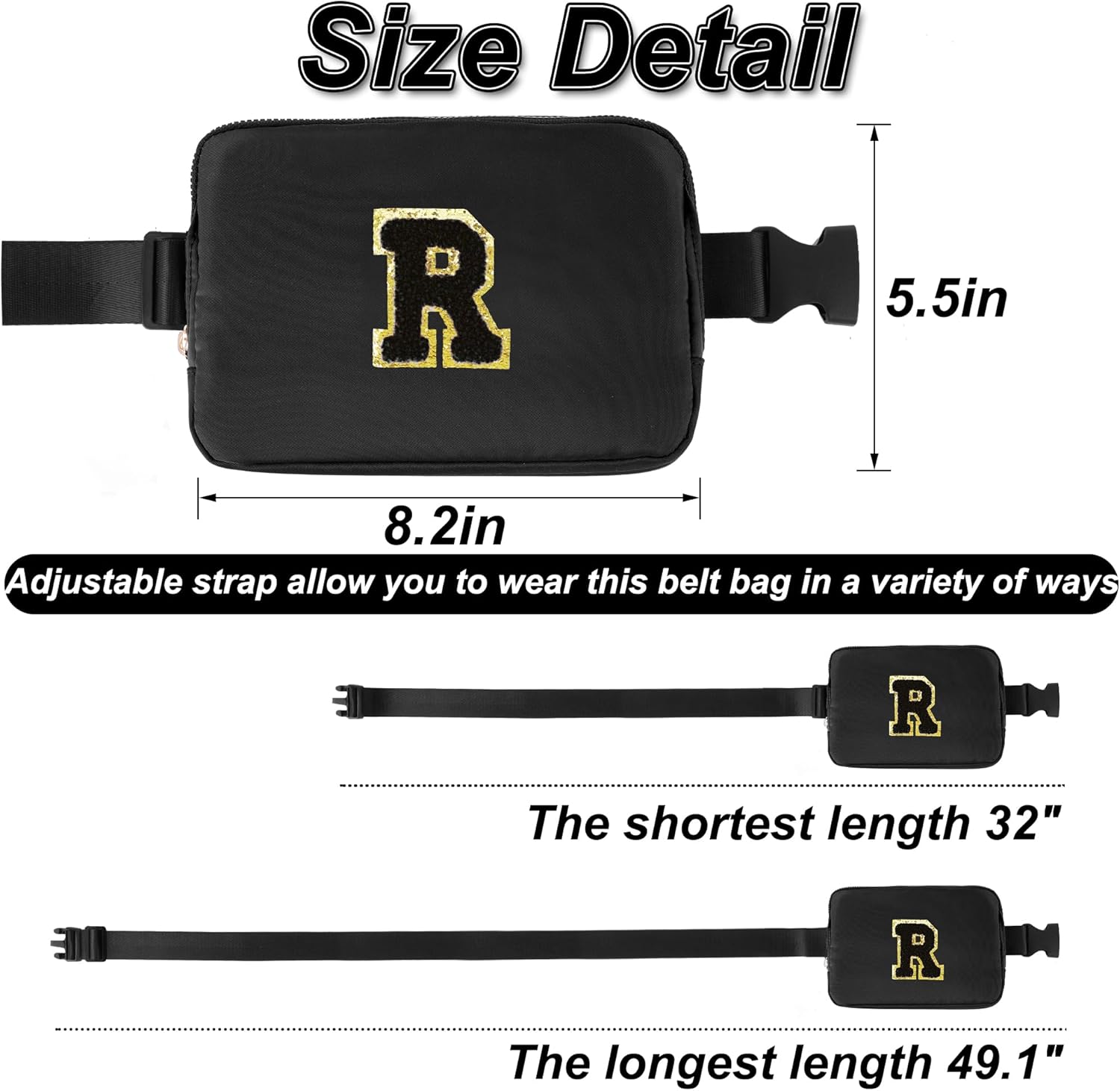 Personalized Belt Bag for Women Girls - Fashion Mini Waist Packs with Adjustable Strap - Trendy