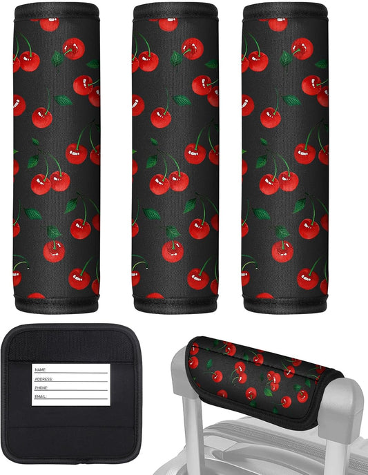 Slohif Luggage Handle Wrap 3Pcs Suitcase Identifier - Bag Strap Cover For Bogg Travel Accessories Easy Identification Bright Marker Sleeve Grips Comfort Neoprene Concealed Tag For Airport Cherry