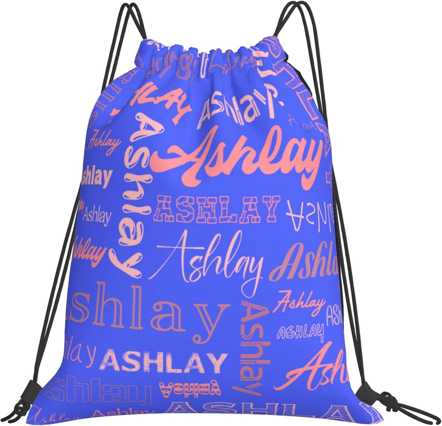 Personalized Drawstring Bag with Your Name Drawstring Backpack for Men Women Small Gym Beach Shopping Sport Yoga Bag (Custom Name-5)