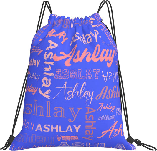 Personalized Drawstring Bag with Your Name Drawstring Backpack for Men Women Small Gym Beach Shopping Sport Yoga Bag (Custom Name-5)