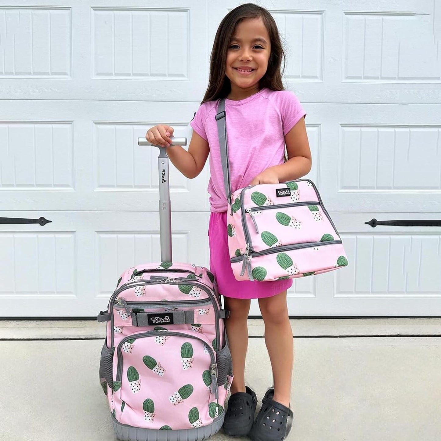 Tilami Rolling Backpack 18 inch Wheeled Backpack School College Student Travel Trip Boys and Girls