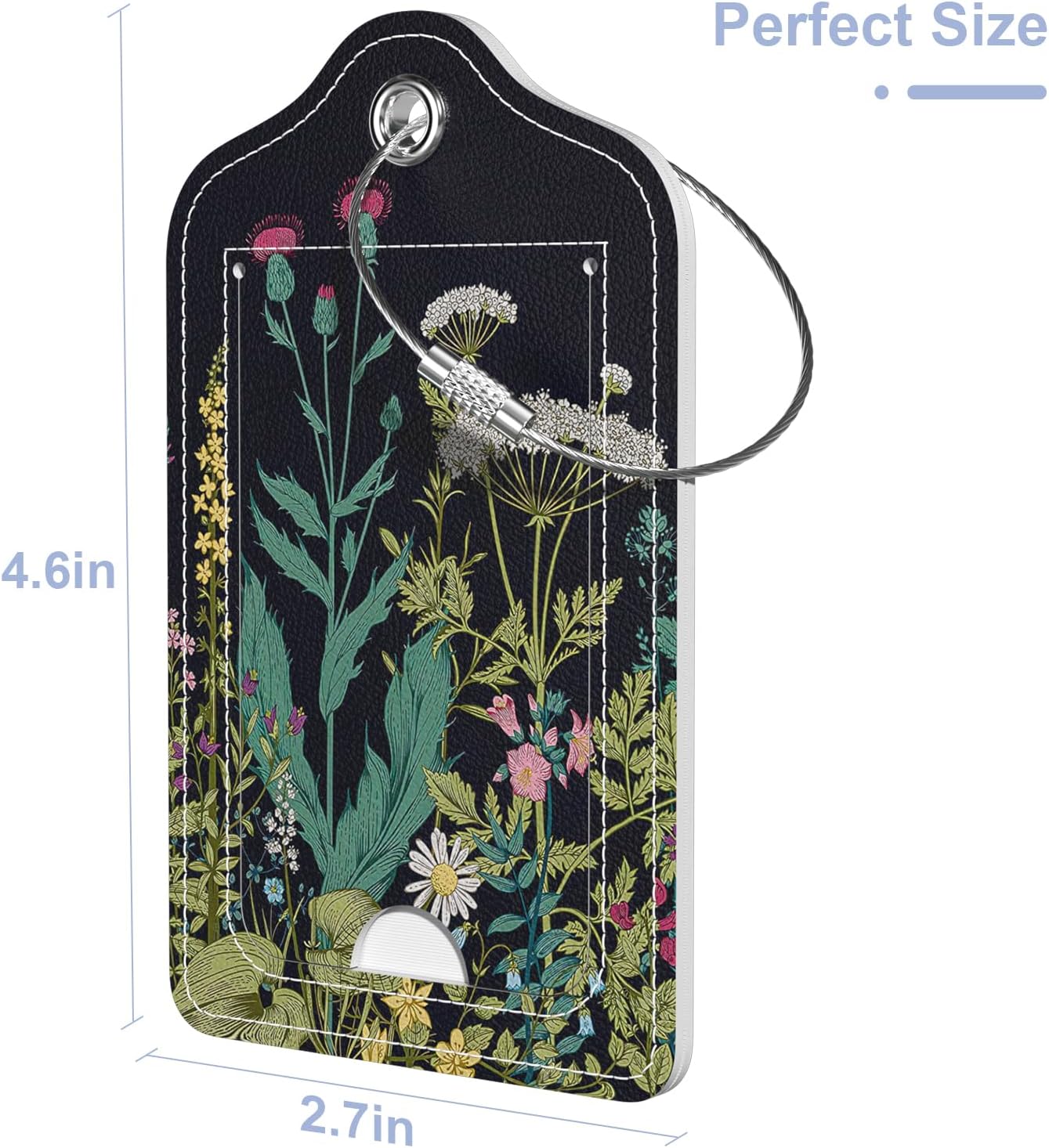 2 Pack PU Leather Luggage Tags for Suitcase, Travel Cruise Luggage Tag with Privacy Flap, Name ID Label and Metal Loop for Women Men Baggage Handbag School Bag Backpack, Daisy Flowers