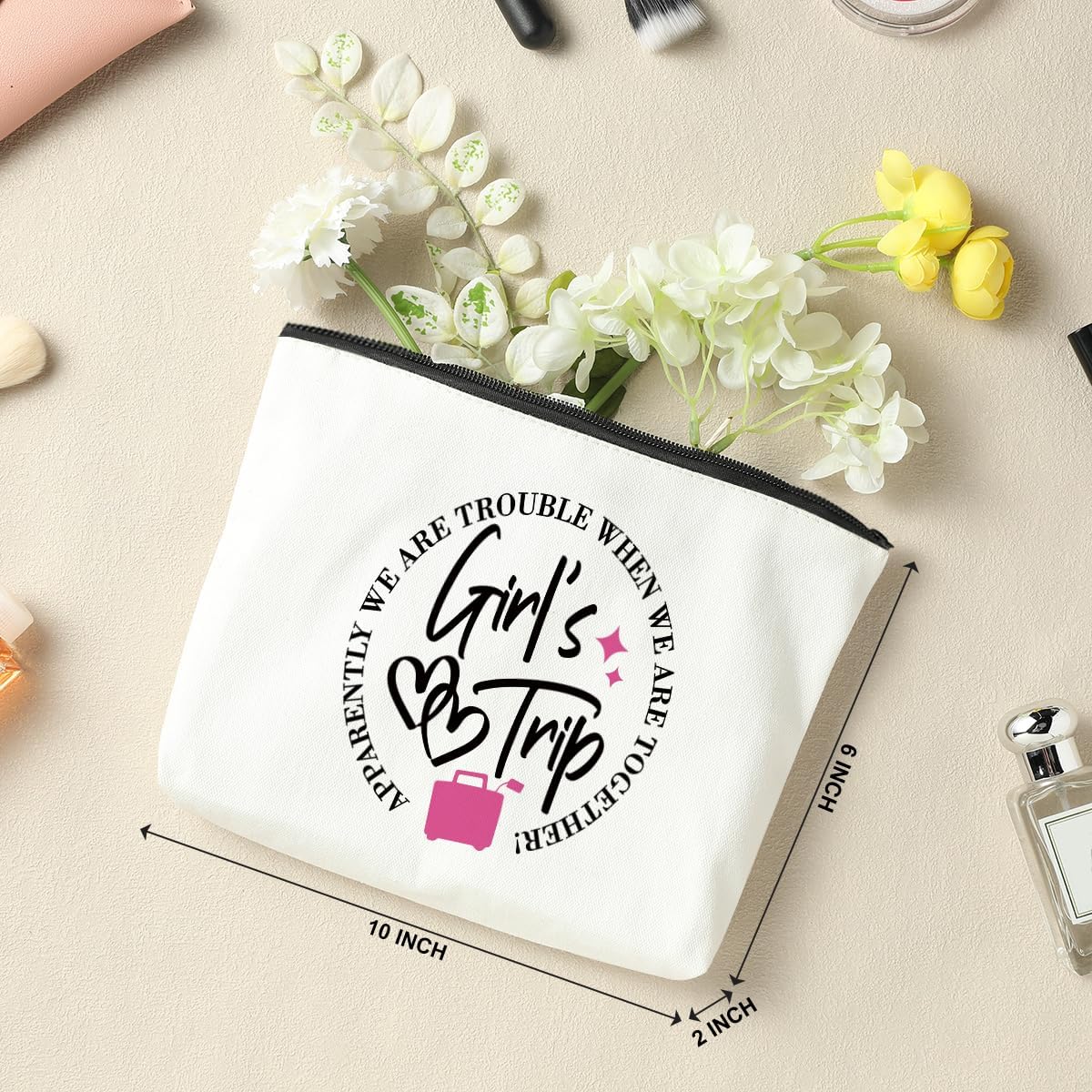 6 Pcs Girls Weekend Gifts for Women Girls Trip Gifts Favors Makeup Bag Cosmetic Bag Bestie Gifts Weekend Bag Coin Purse for Female Lady Girl Daughter Coworker Travel Vacation Christmas Birthday