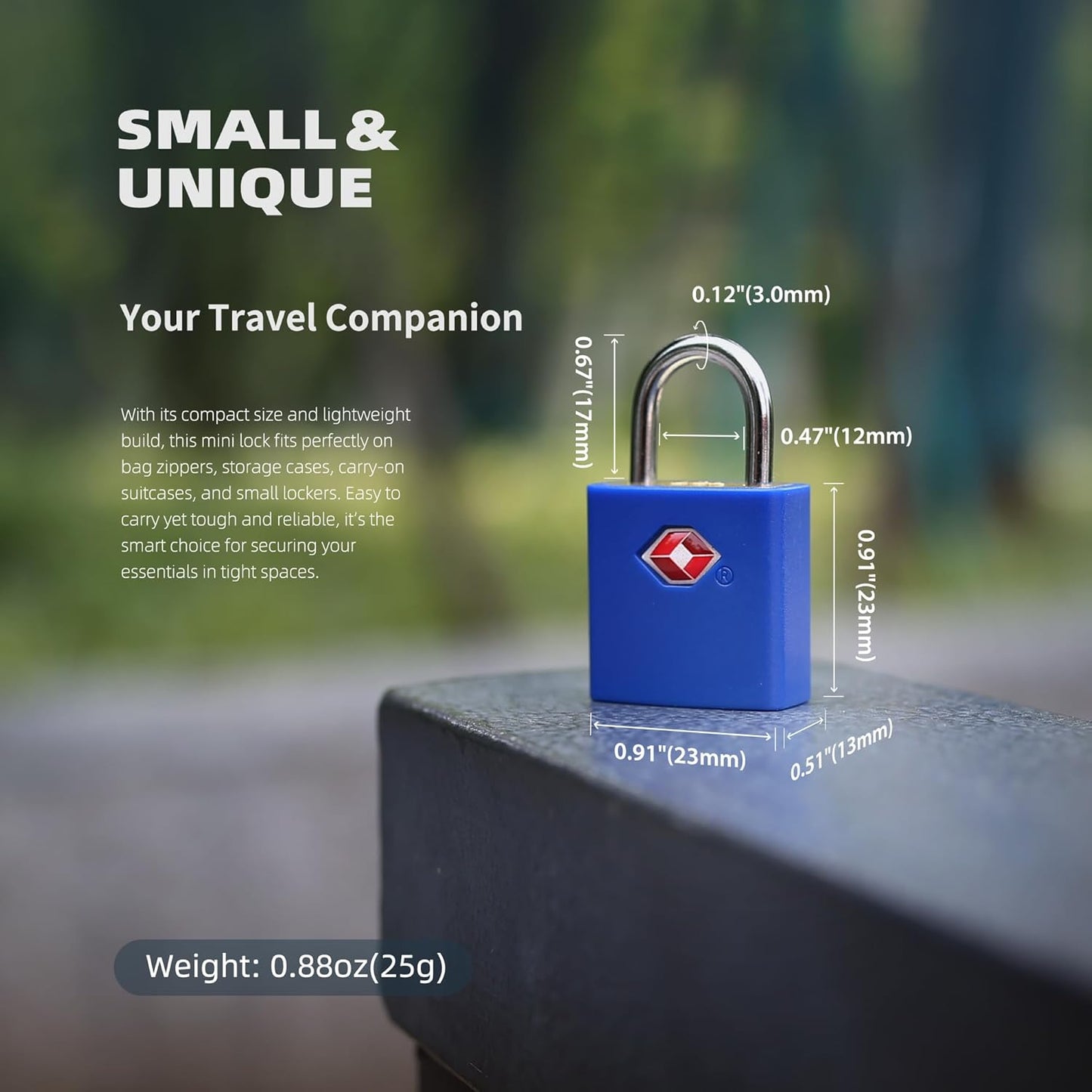 TSA Approved Locks for Luggage 4 Pack, TSA Locks for Luggage Travel Accessories, Small Padlock with Key, Weatherproof Outdoor Use Keyed Mini Padlock for Suitcase, Backpack, Bag, Zipper