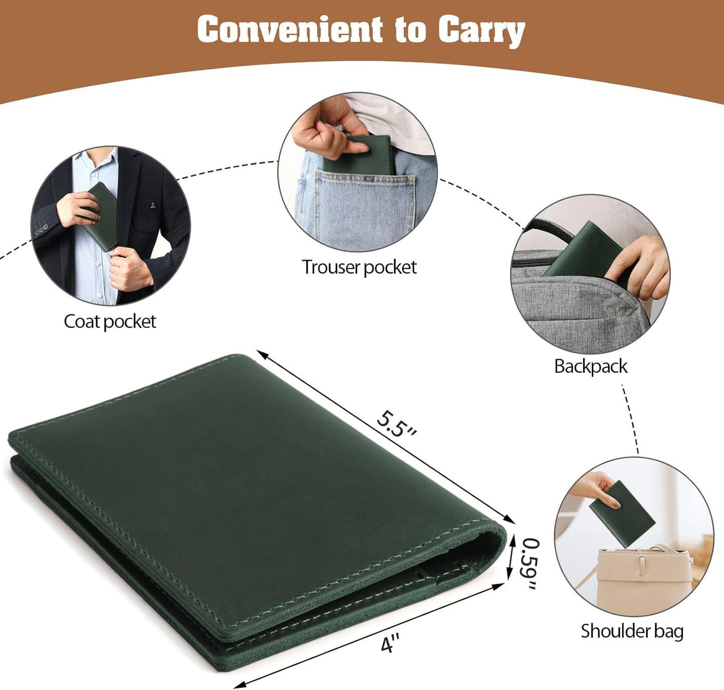 Jack&Chris Leather Passport Holder, Handmade Passport cover, Travel Wallet Cover Case for Men and