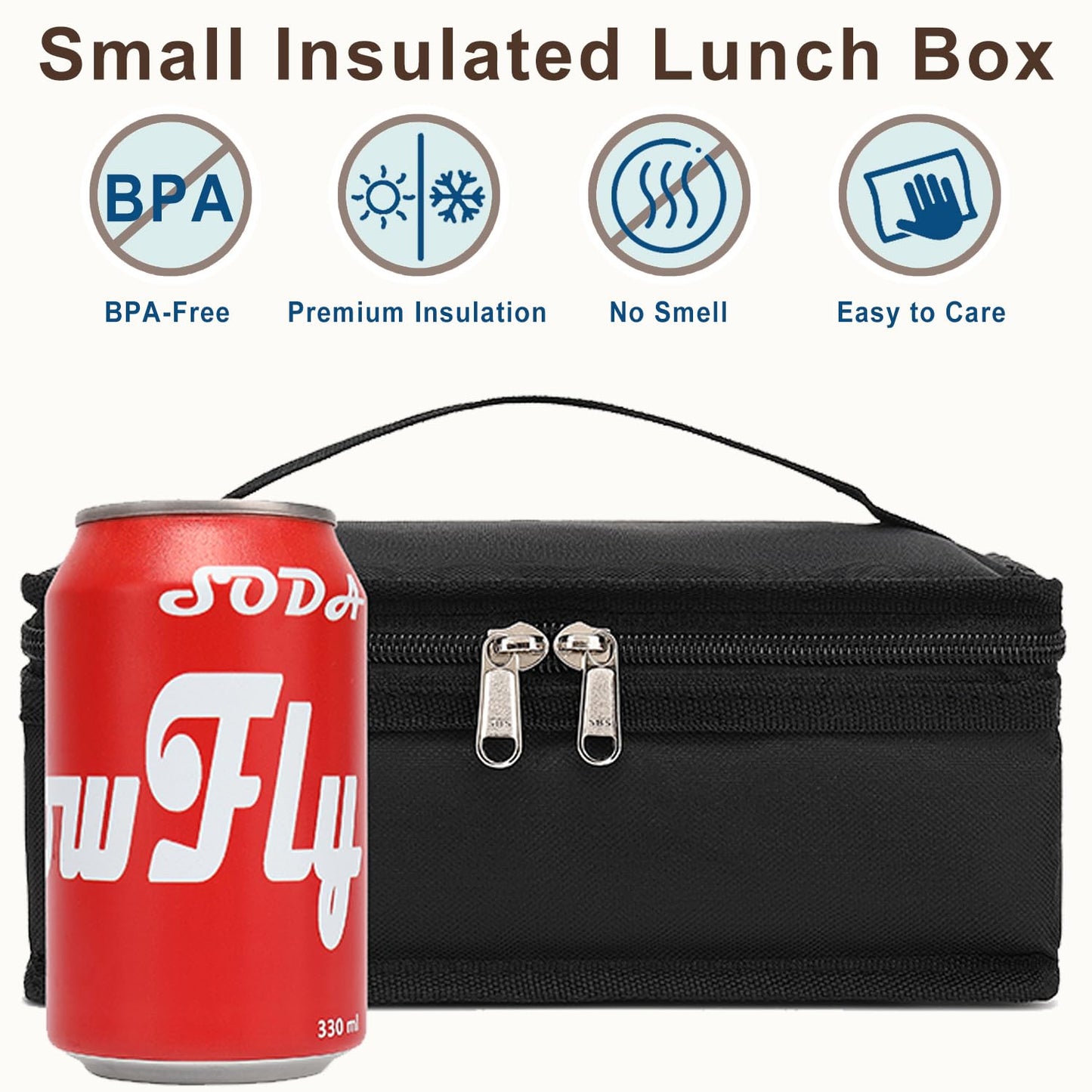 FlowFly Small Insulated Lunch box Portable Soft Bag Mini Cooler Thermal Meal Tote Kit with Handle
