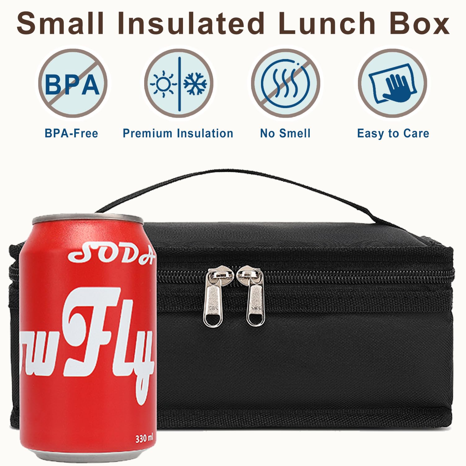 FlowFly Small Insulated Lunch box Portable Soft Bag Mini Cooler Thermal Meal Tote Kit with Handle
