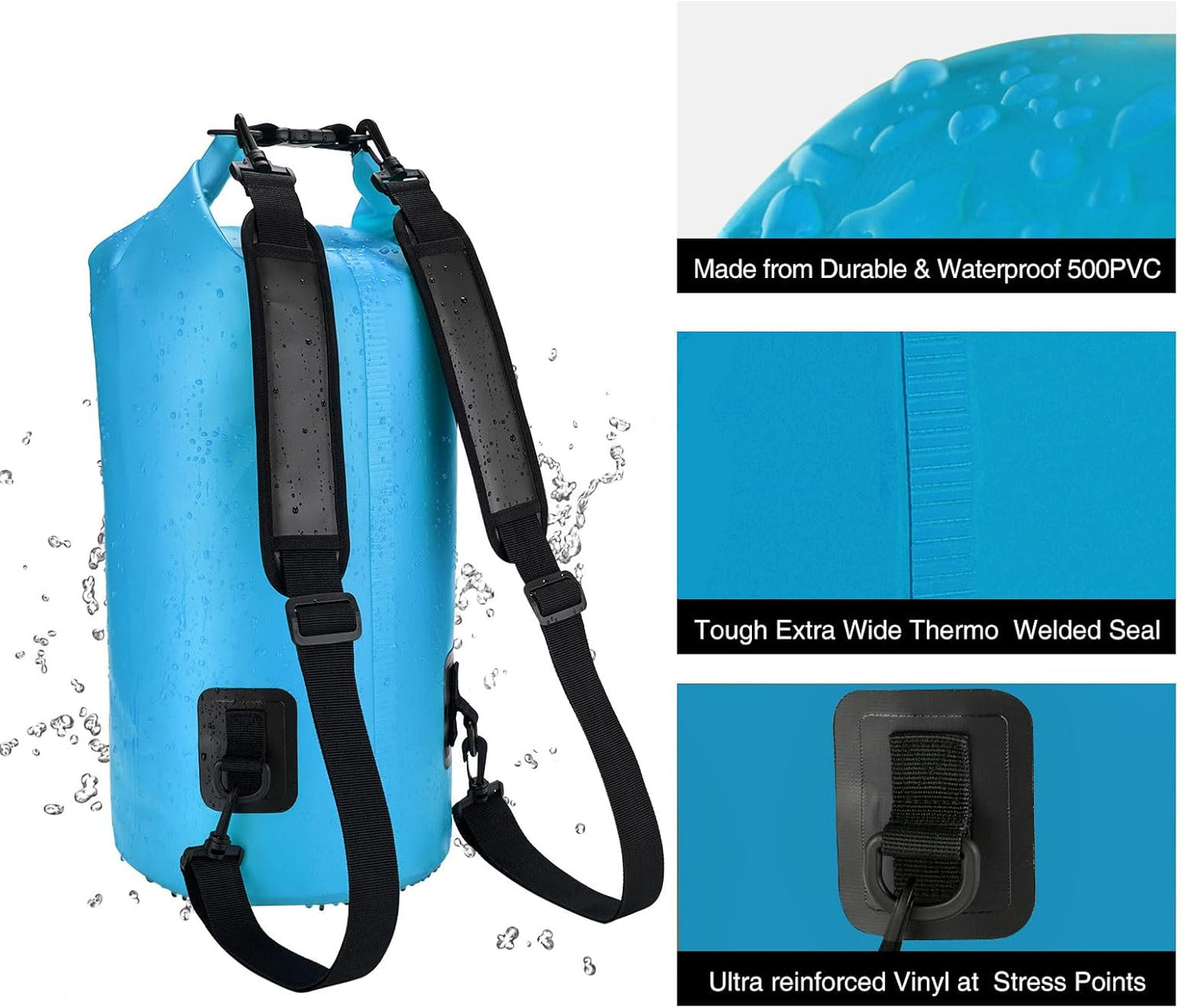 Piscifun Dry Bag, Waterproof Floating Backpack 10L/20L/30L/40L with Waterproof Phone Case for Boating, Kayaking, Fishing