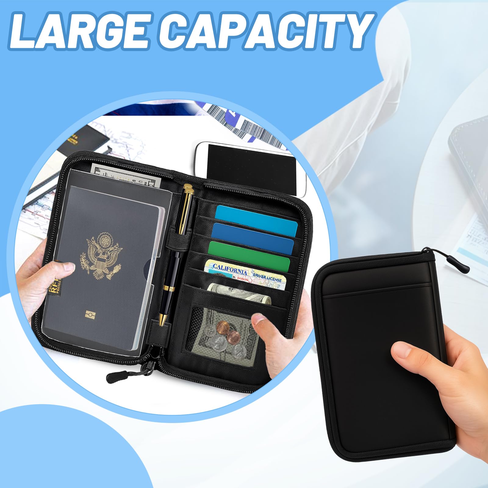 Passport Holder for Travel, RFID Blocking Wallet for Couples Men and Family