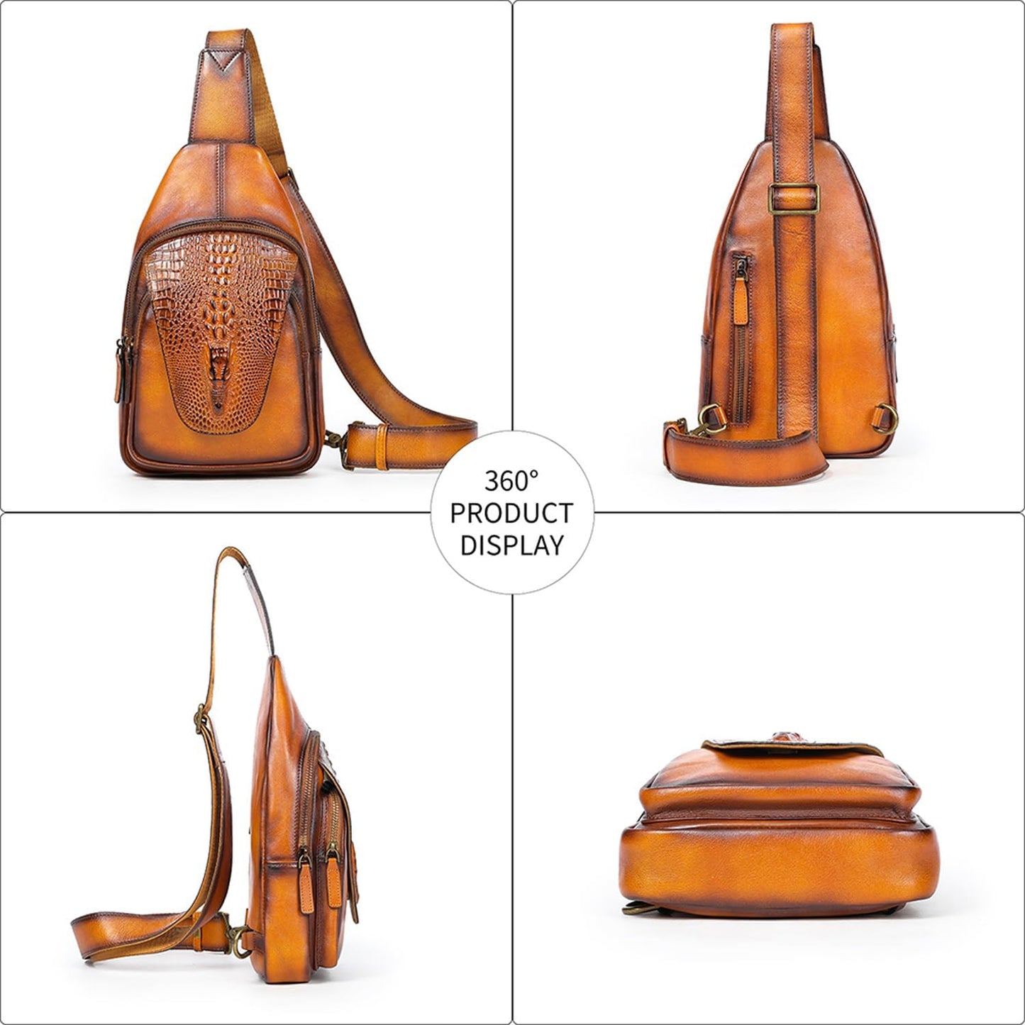 Genuine Leather Sling Bag for Men Women Backpack Chest Shoulder Satchel Crossbody Bags Casual