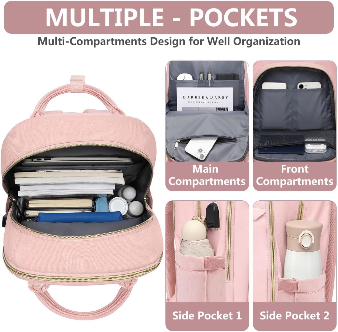 Laptop Backpack for Women Work Bag - 15.6 inch Travel Backpack with USB Charger Business Computer