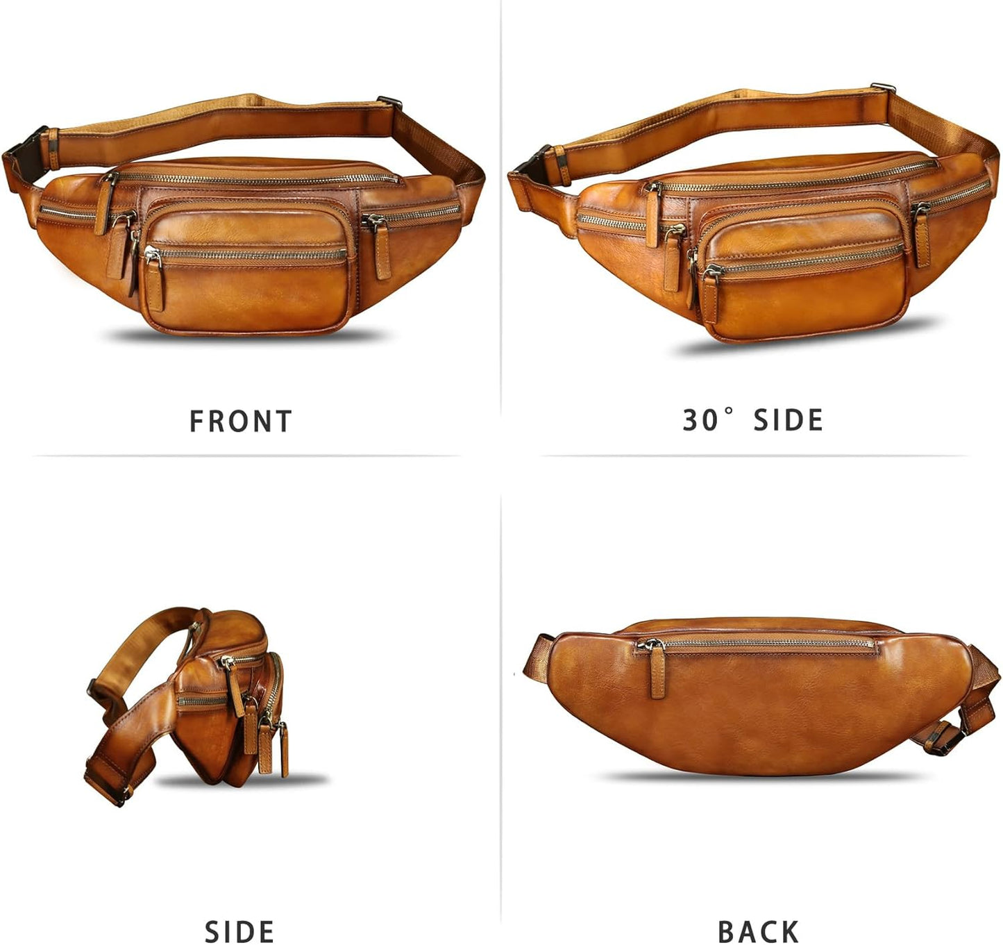 Genuine Leather Fanny Packs for Women and Men Waist Bag Vintage Hip Bum Bag Over Shoulder Crossbody