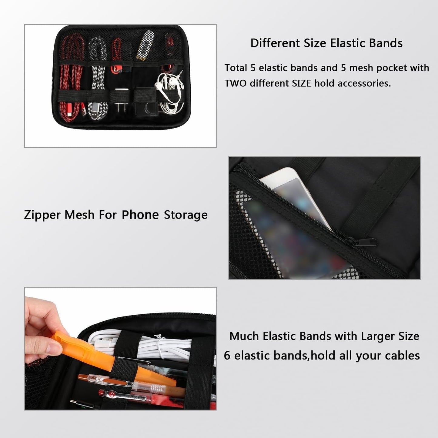 MATEIN Electronics Organizer Travel Case, Cable Organizer Bag, Black