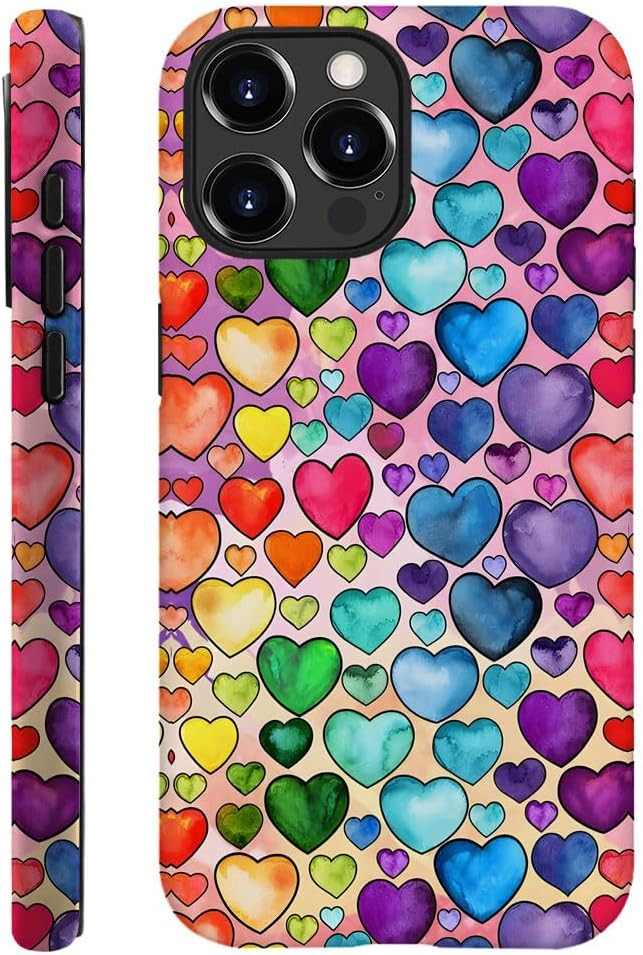SEized Case Compatible with for iPhone 16 Pro,Colorful Heart Lovely Cute Pink Phone Case for Girl Women Boy Men,Durable Protection Phone Case for iPhone 16 Pro