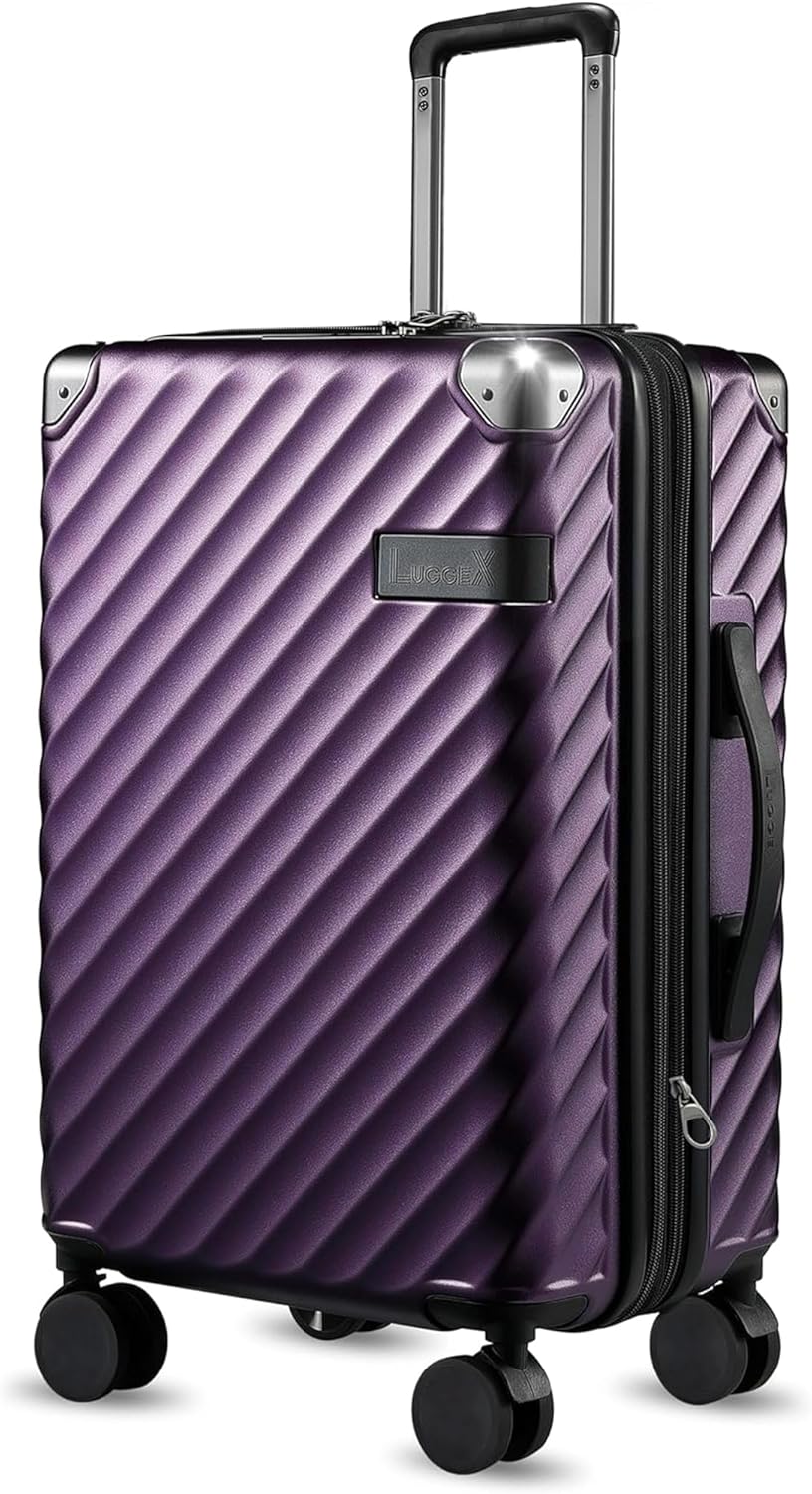 LUGGEX Luggage with Spinner Wheels, Polycarbonate Expandable Hard Shell Suitcase, Carry On 20 Inch