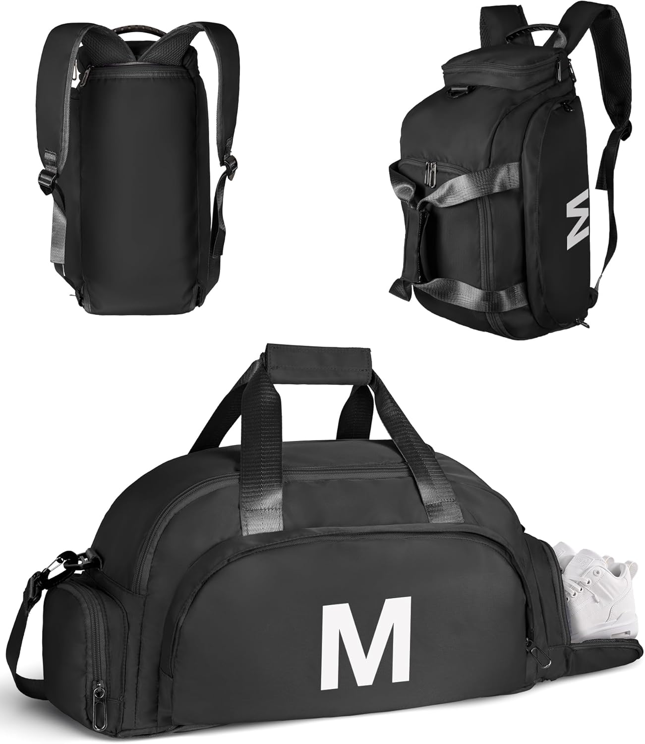 Gifts for Daughter, Initial Gym Bags with Shoe Compartment, Dance Bag for Girls, Monogram Kid Overnight Bags, Carry on Travel Duffel-Birthday Gift for Sister Niece Friend (Letter M)