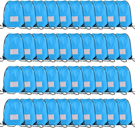 40 Pcs Drawstring Bags,Bulk Draw String Backpack, DIY Gym Sports Cinch Bag Sackpack for Women Men, Sky Blue
