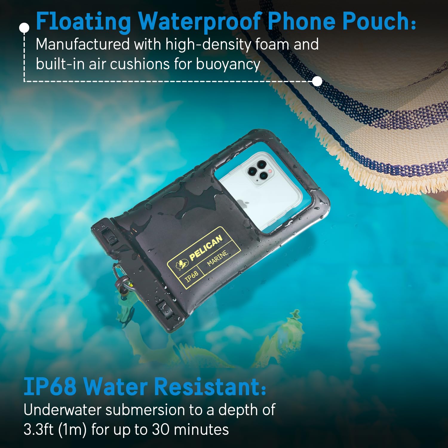 Pelican Marine Waterproof Phone Pouch (XL) - Black/Hi-Vis Yellow