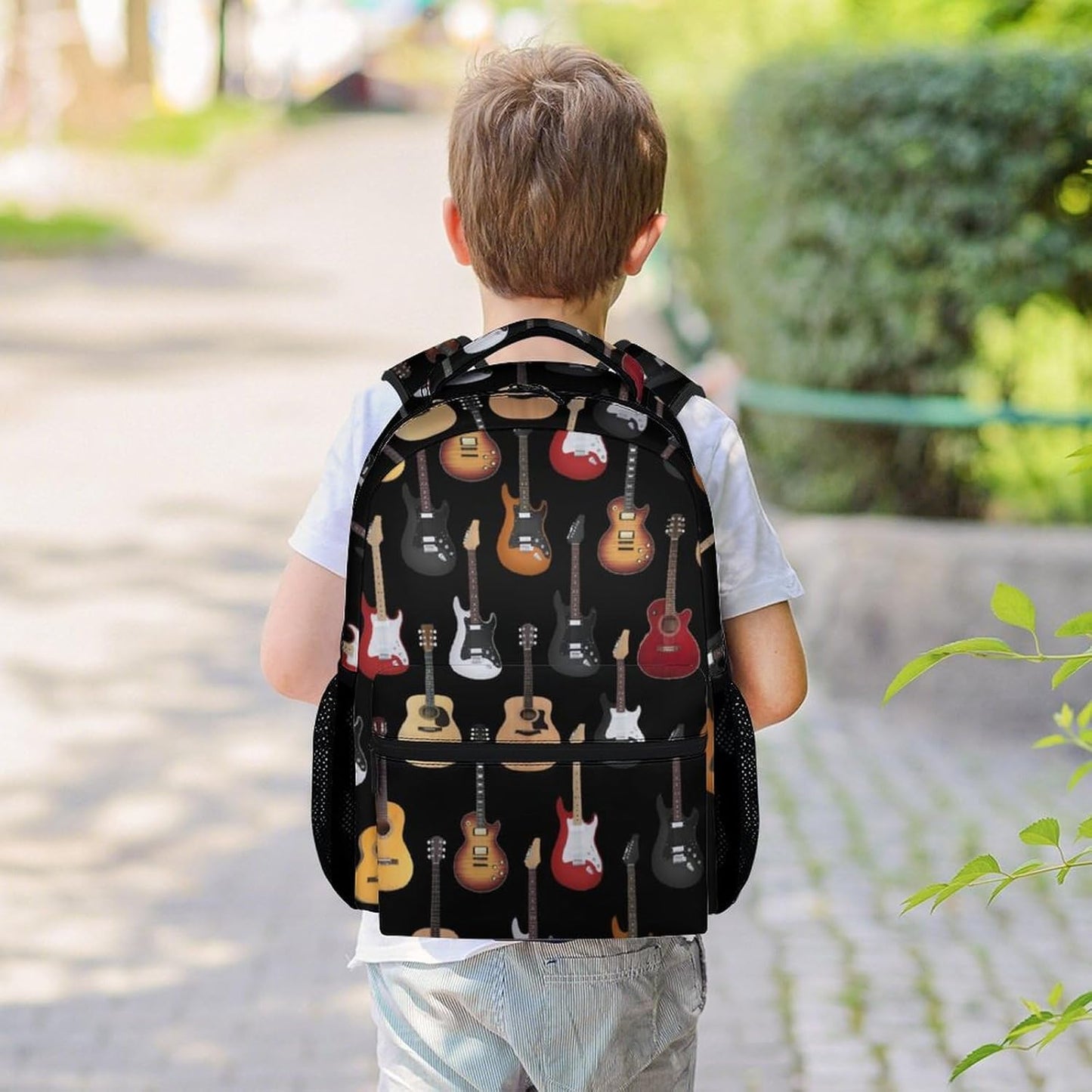 Mercuryelf Guitar Backpack for Girls & Boys - 16 Inch Black Backpacks for School - Popular Lightweight Bookbag for Kids