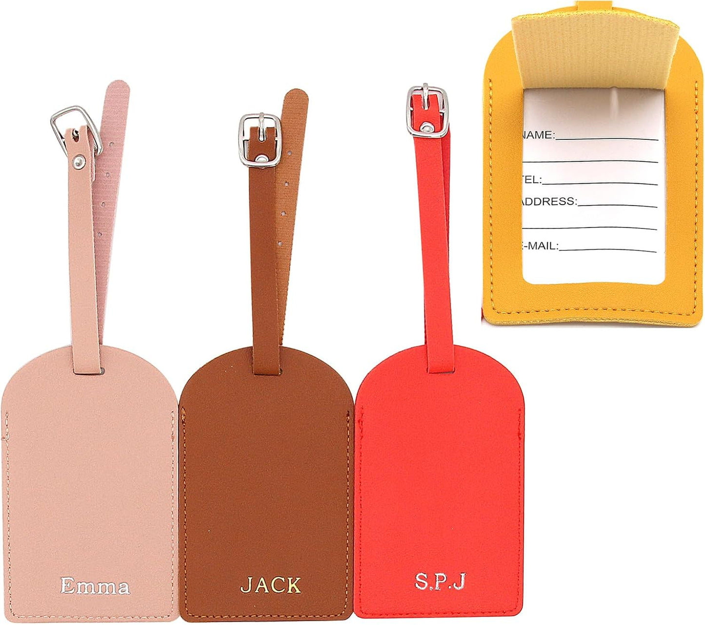 Luggage Tags Personalized PU Leather Name Trave Tags for Suitcase Baggage Handbag Backpacks Bags