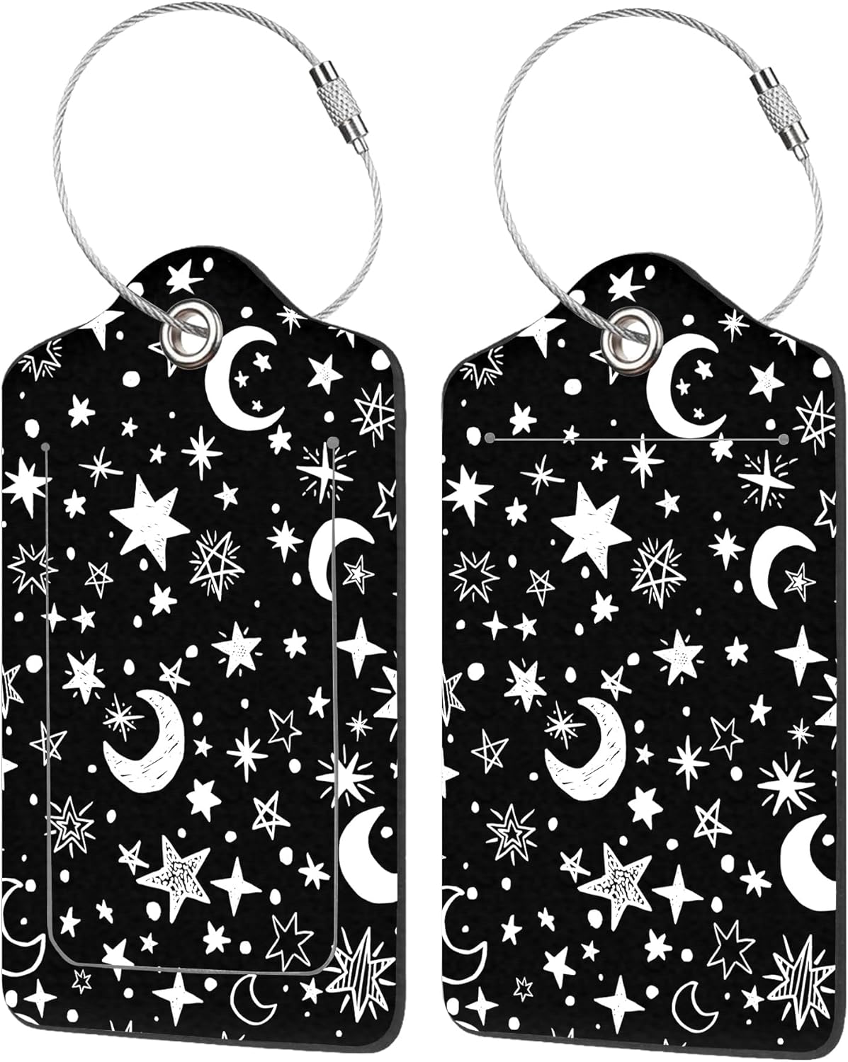Luggage Tags for Suitcase,2 Pack Stars and Moons Luggage Tag with Privacy Flap,Name ID Label and