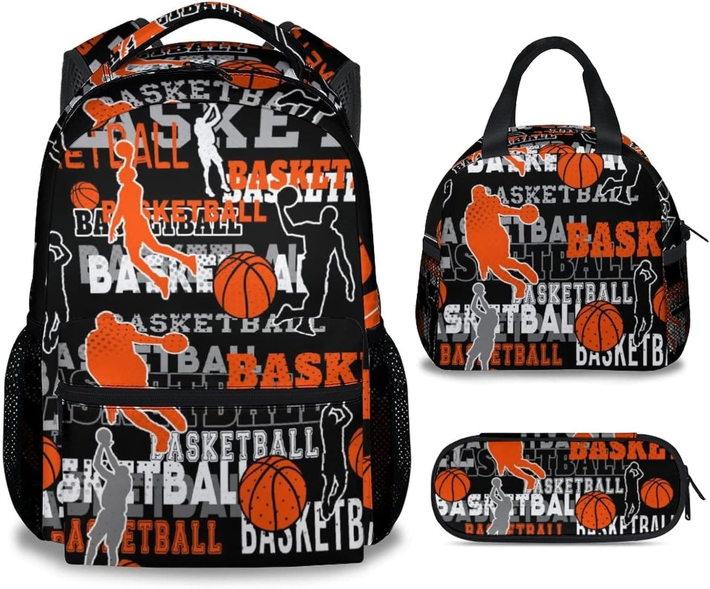 Mercuryelf Basketball Backpack with Lunch Box and Pencil Case, Elementary Kindergarten School