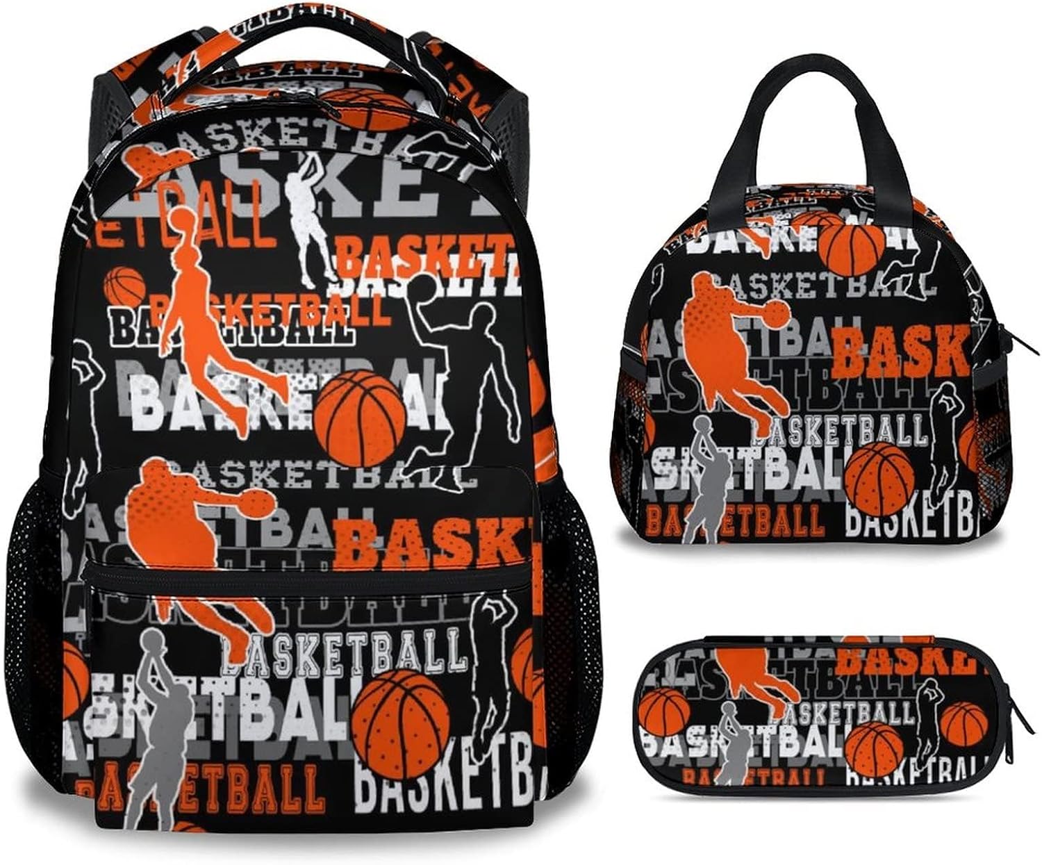 Mercuryelf Basketball Backpack with Lunch Box and Pencil Case, Elementary Kindergarten School