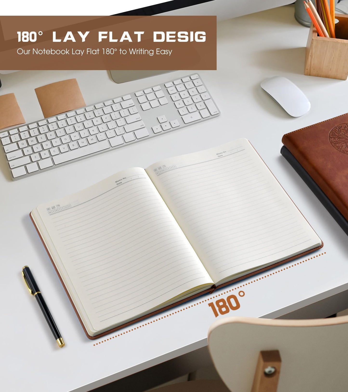 Biuwory Leather Journal Notebook,256 Thick Lined Pages,Hardcover 5.7"×8.3"
