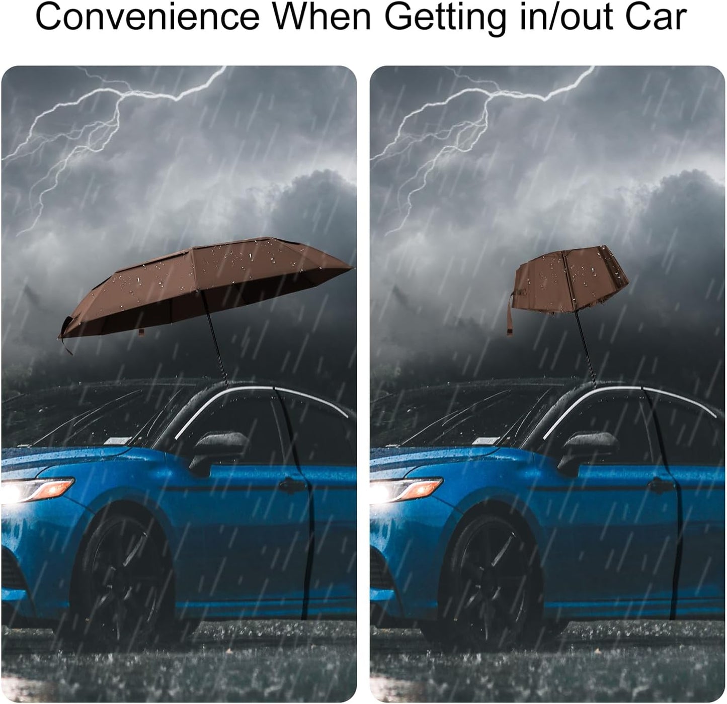 TradMall Travel Umbrella, 42/45 Inches Double Vented Canopy Windproof Automatic Strong Compact Folding Umbrellas for Rain Women and Men