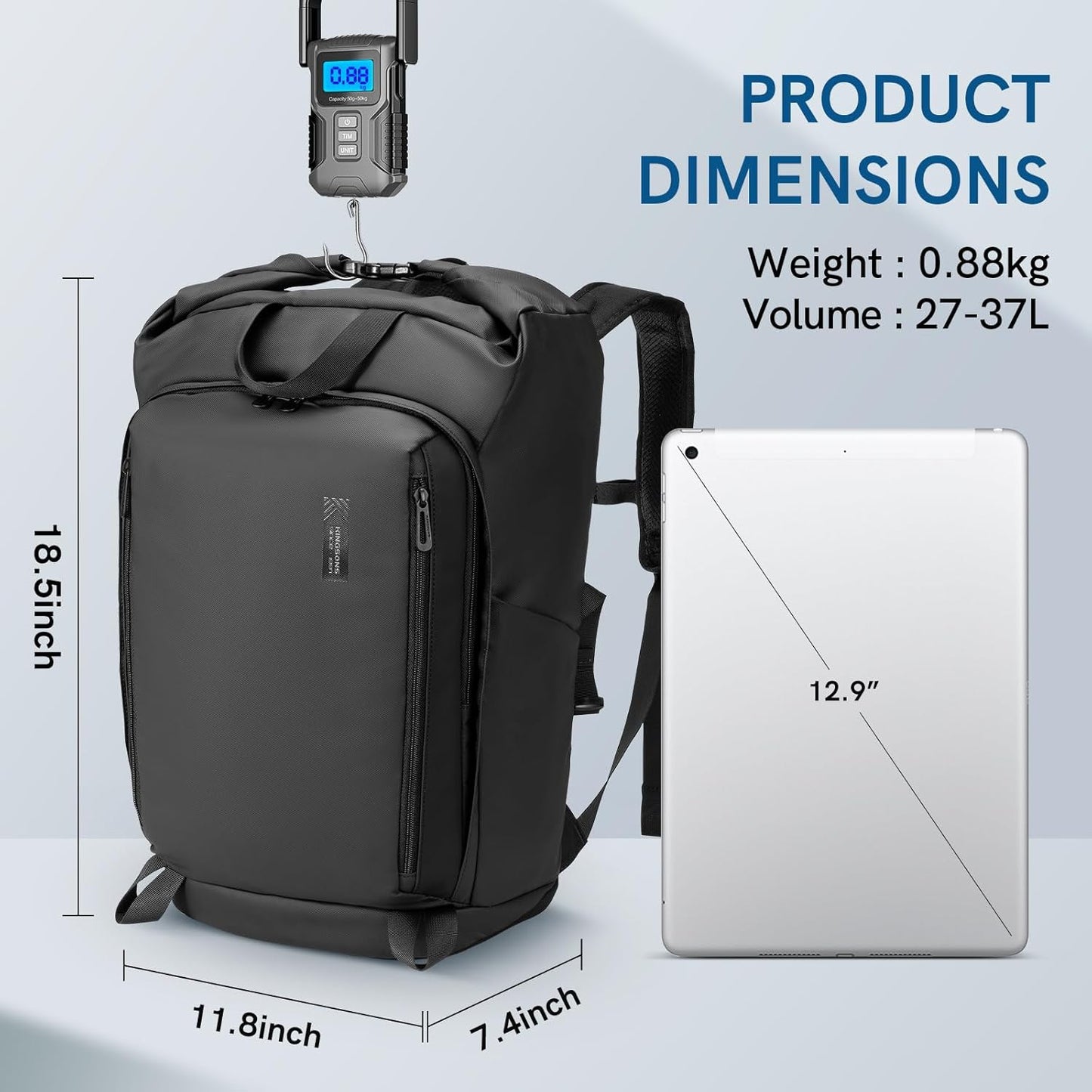 Kingsons Travel Backpack for Men Women Carry on Backpack Waterproof Lightweight Hiking Backpacks with Multi-Pockets, Large Capacity Casual Daypack 15.6inch Laptop Backpacks for Travel Business Flight